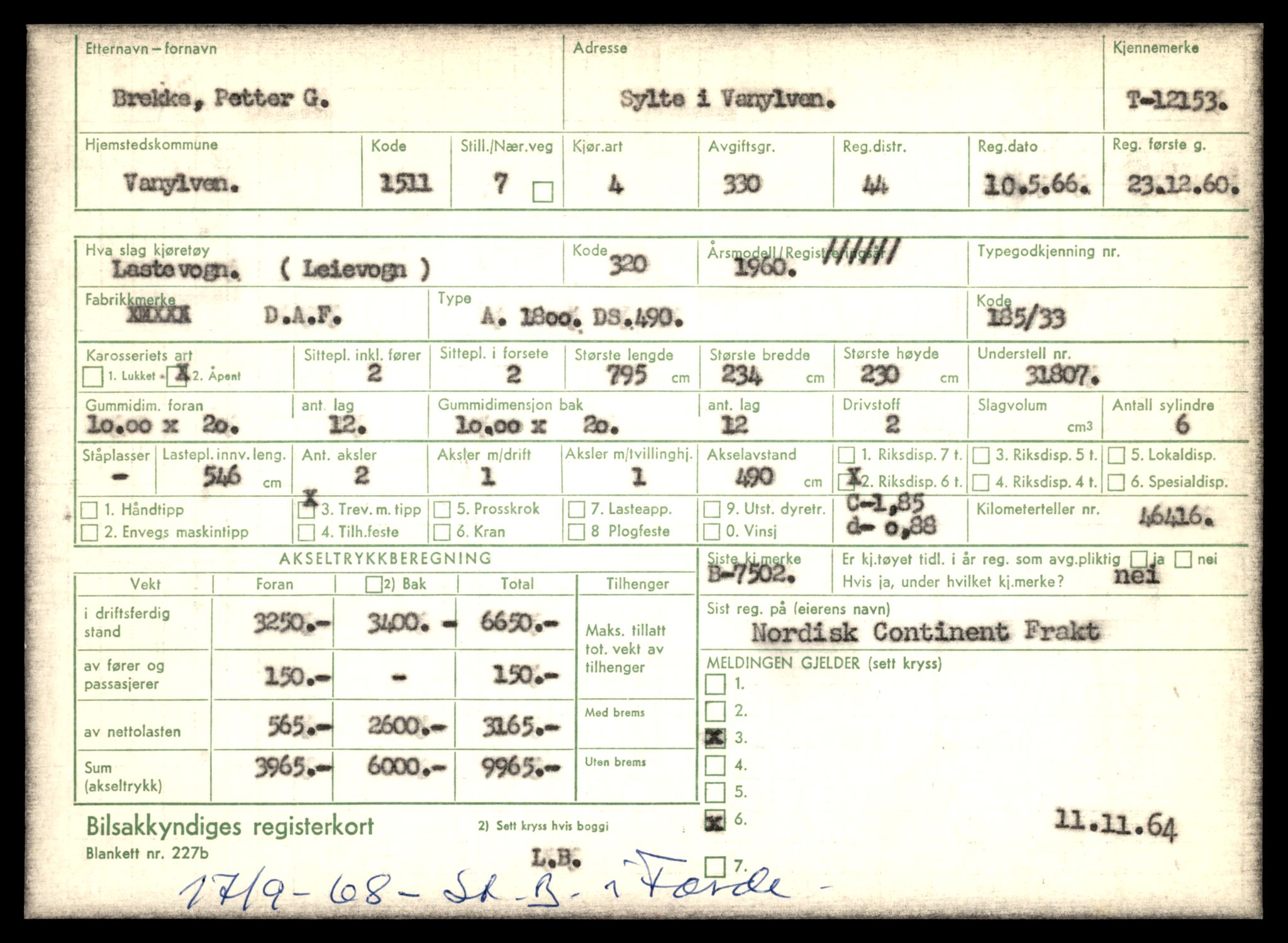 Møre og Romsdal vegkontor - Ålesund trafikkstasjon, AV/SAT-A-4099/F/Fe/L0033: Registreringskort for kjøretøy T 12151 - T 12474, 1927-1998, s. 157