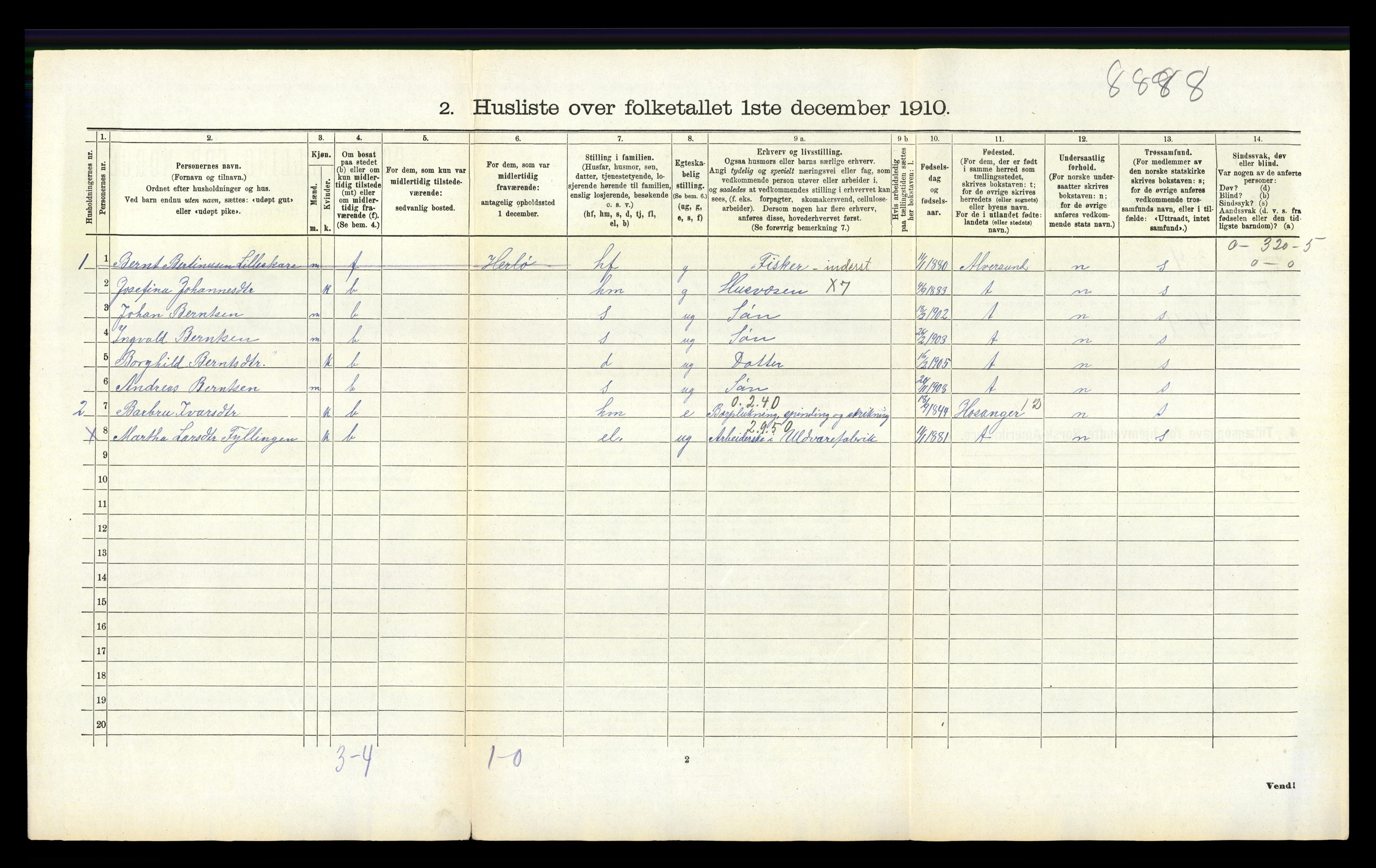 RA, Folketelling 1910 for 1254 Hamre herred, 1910, s. 225