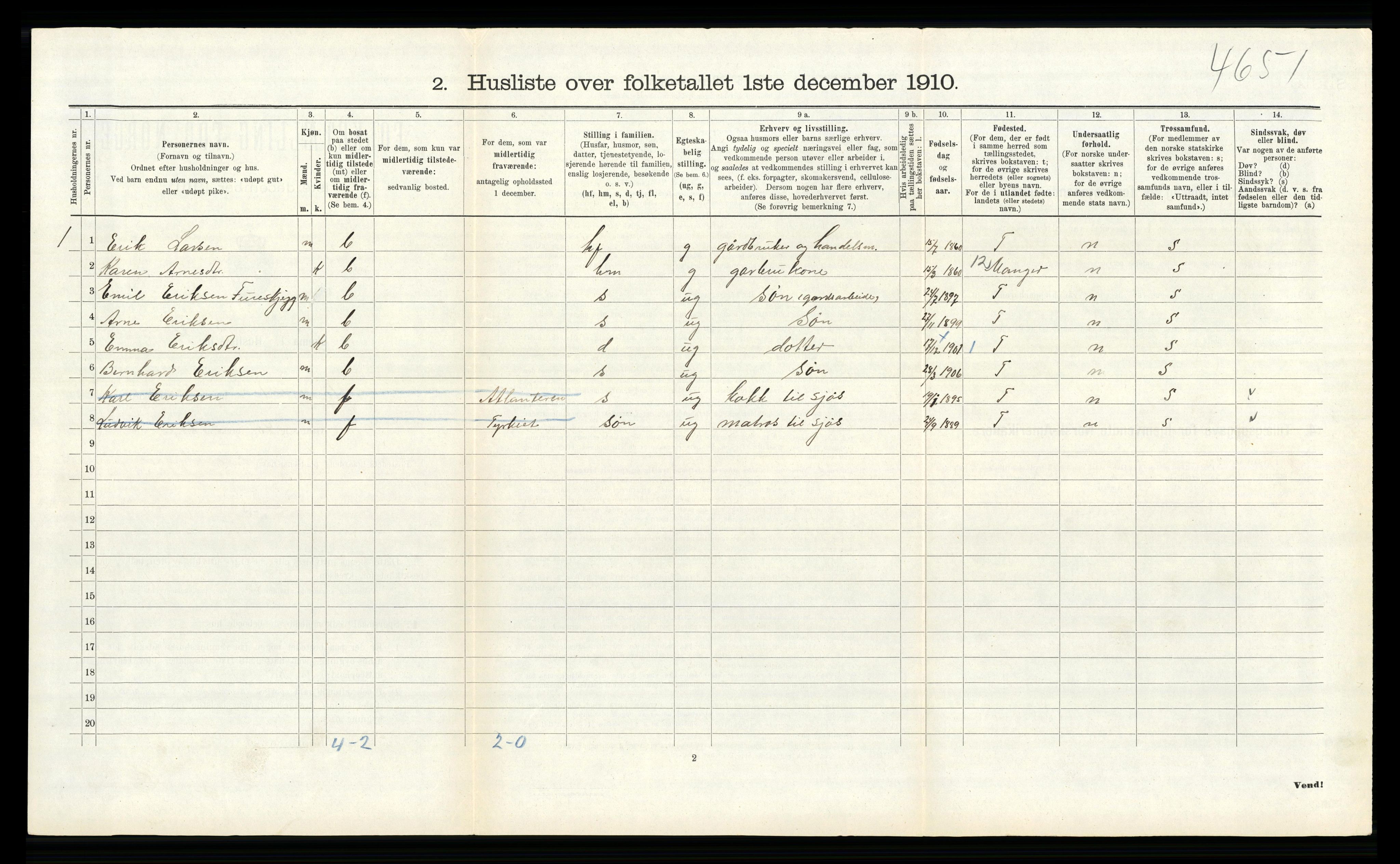RA, Folketelling 1910 for 1257 Alversund herred, 1910, s. 491