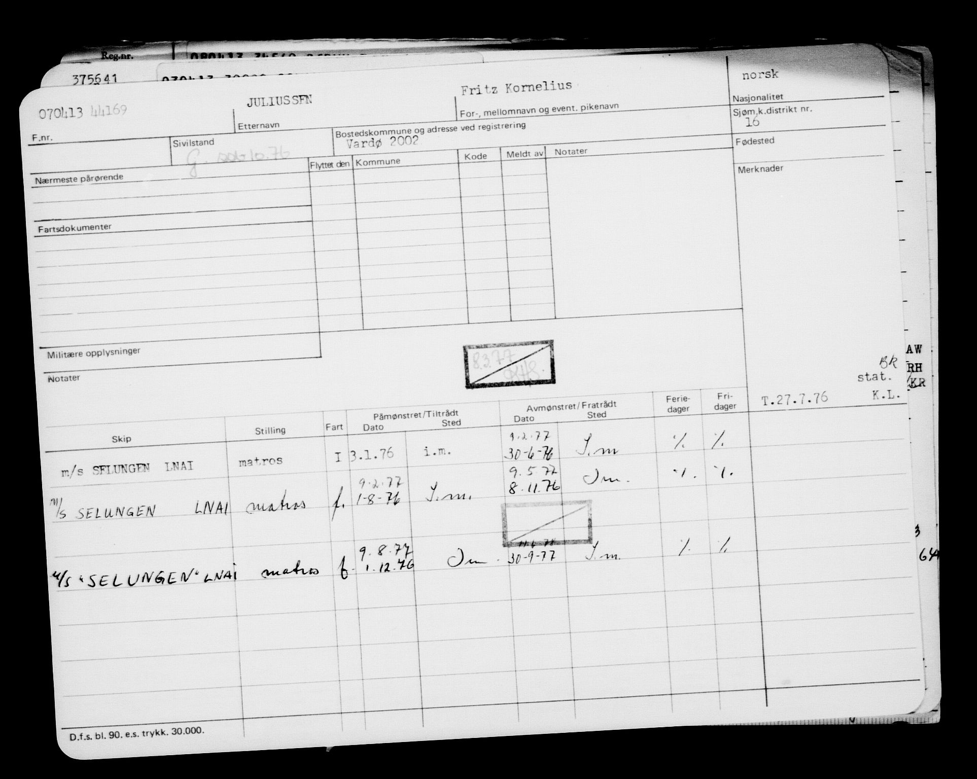 Direktoratet for sjømenn, AV/RA-S-3545/G/Gb/L0111: Hovedkort, 1913, s. 663