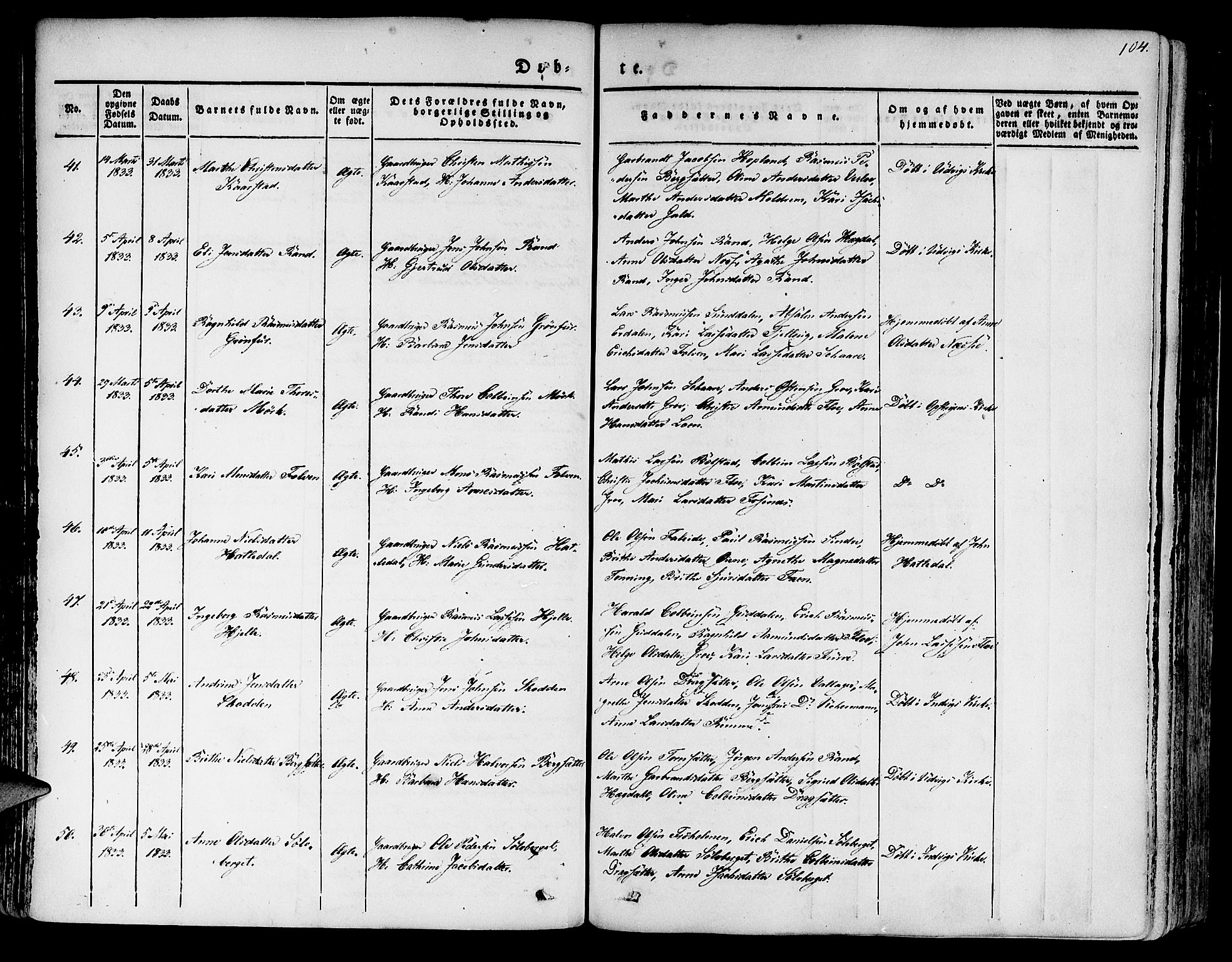 Innvik sokneprestembete, SAB/A-80501: Ministerialbok nr. A 4I, 1831-1846, s. 104