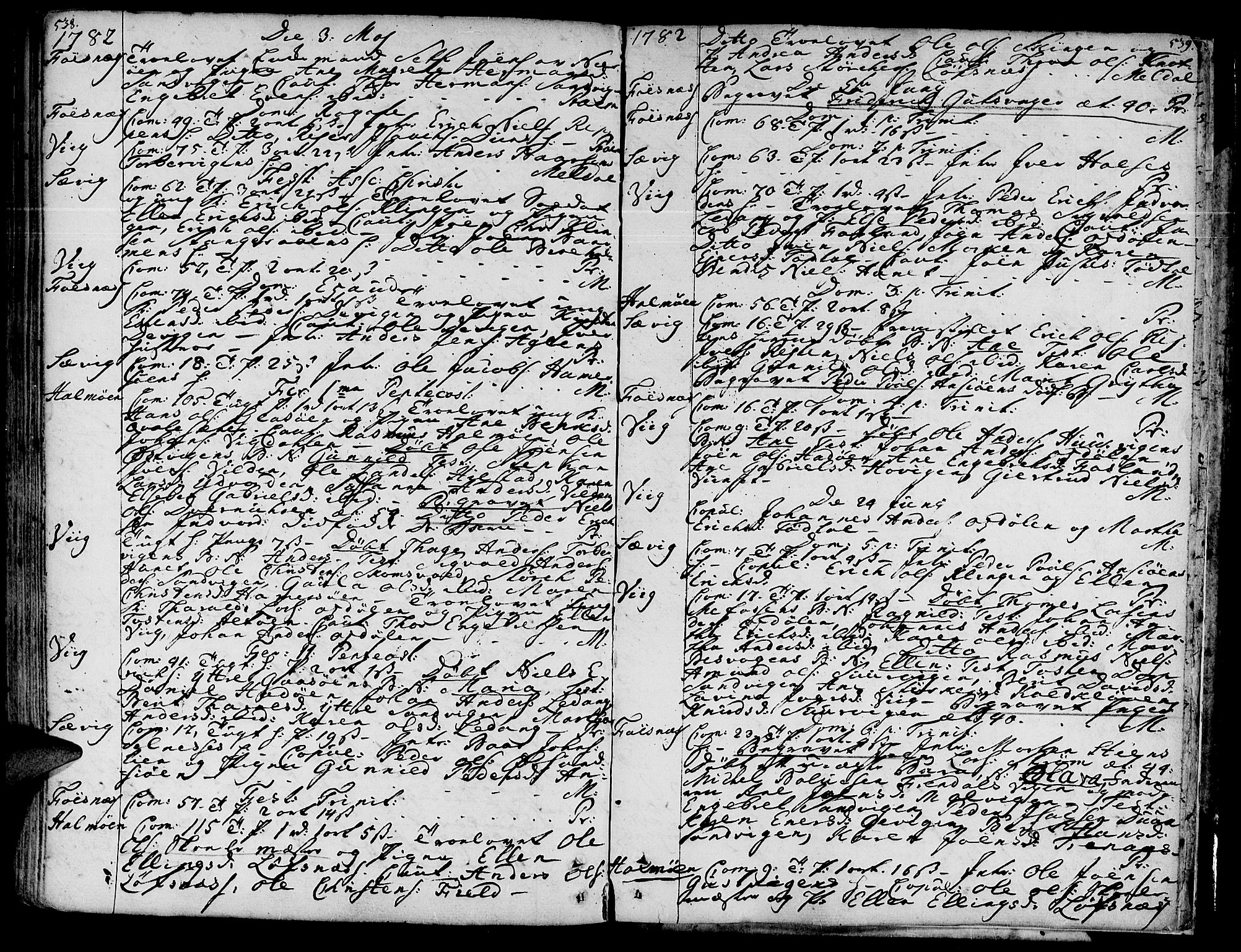 Ministerialprotokoller, klokkerbøker og fødselsregistre - Nord-Trøndelag, SAT/A-1458/773/L0607: Ministerialbok nr. 773A01, 1751-1783, s. 538-539