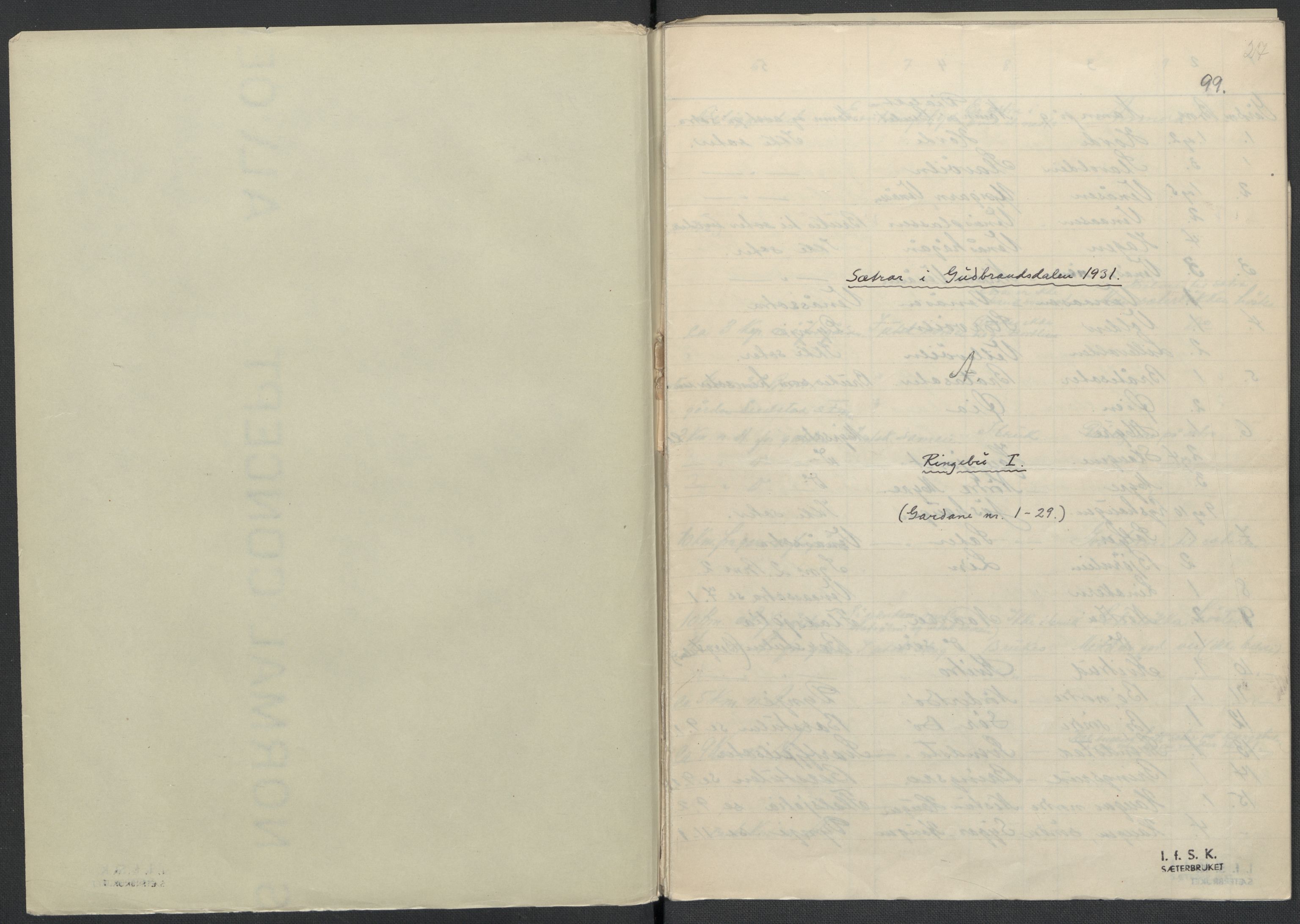 Instituttet for sammenlignende kulturforskning, AV/RA-PA-0424/F/Fc/L0004/0002: Eske B4: / Oppland (perm VIII), 1935-1937, s. 27