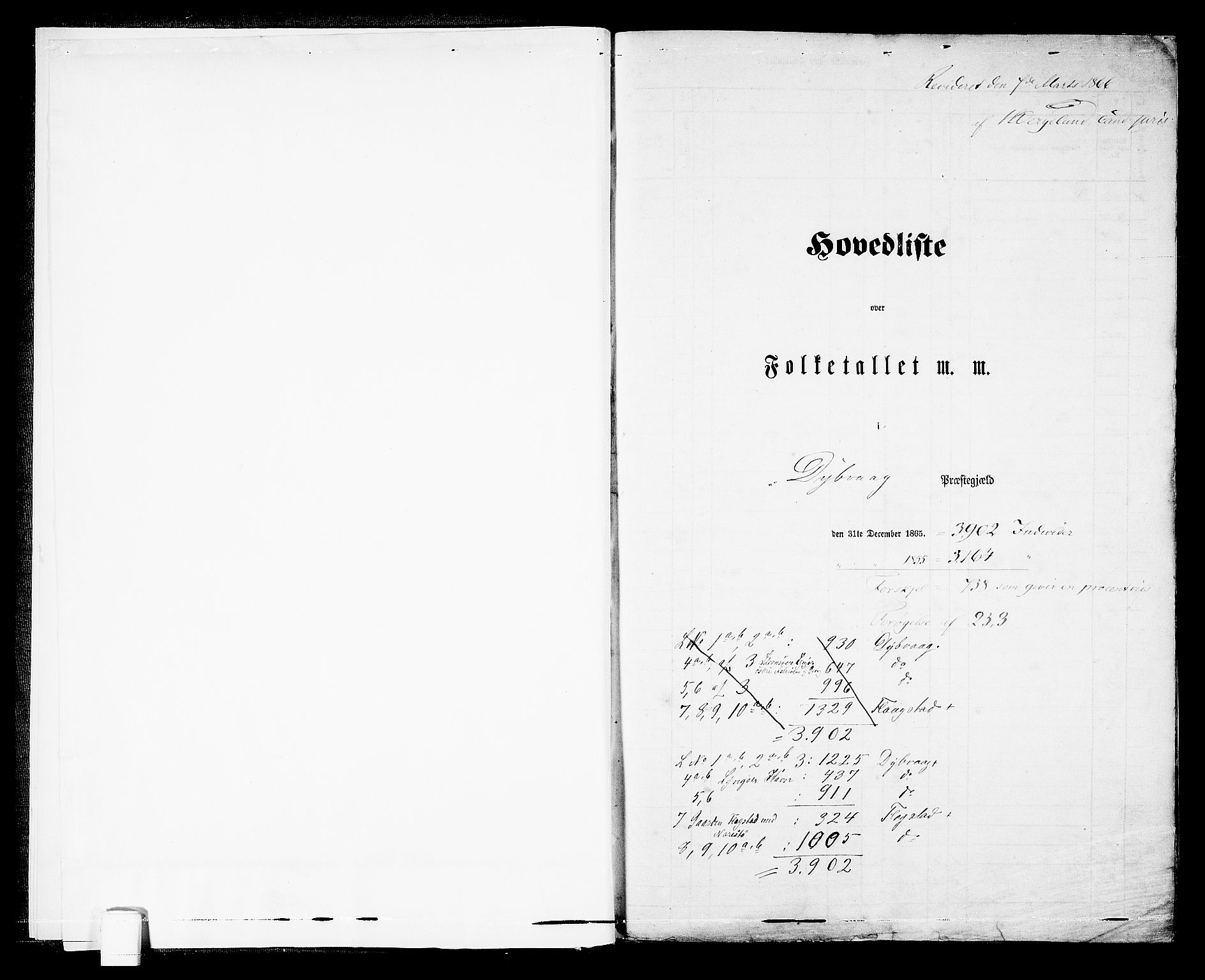 RA, Folketelling 1865 for 0915P Dypvåg prestegjeld, 1865, s. 5