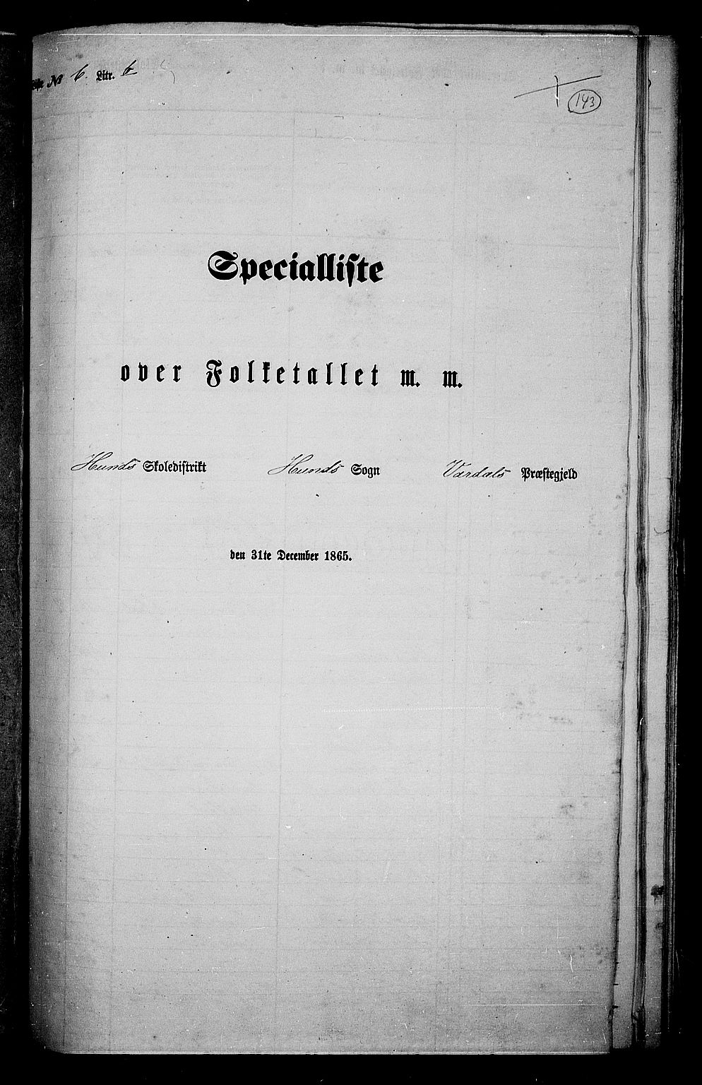 RA, Folketelling 1865 for 0527L Vardal prestegjeld, Vardal sokn og Hunn sokn, 1865, s. 127