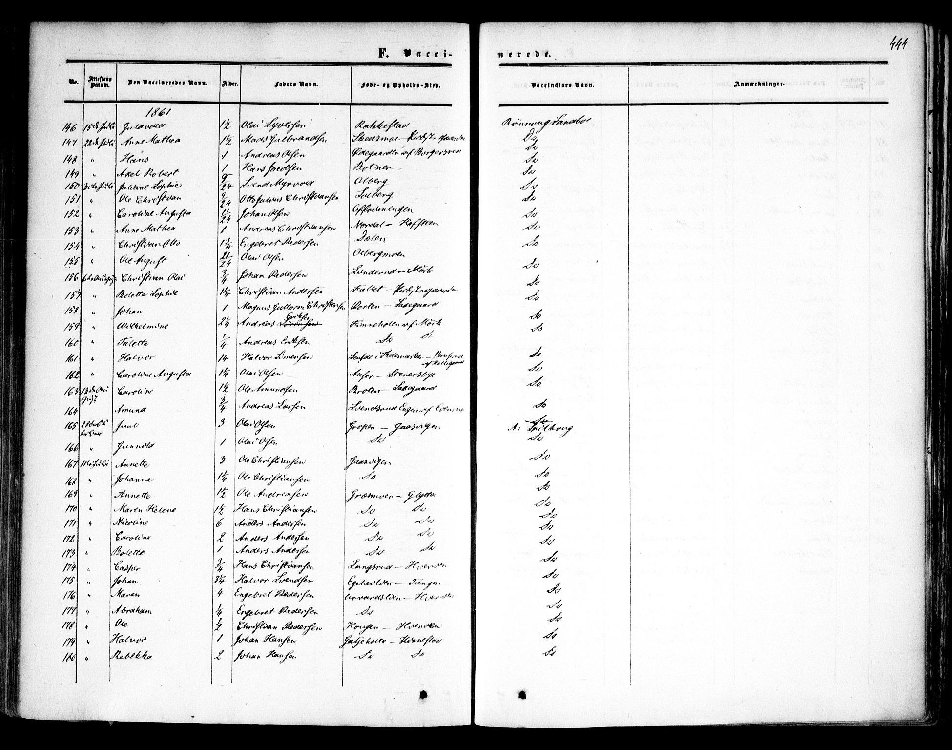 Høland prestekontor Kirkebøker, AV/SAO-A-10346a/F/Fa/L0010: Ministerialbok nr. I 10, 1854-1861, s. 444