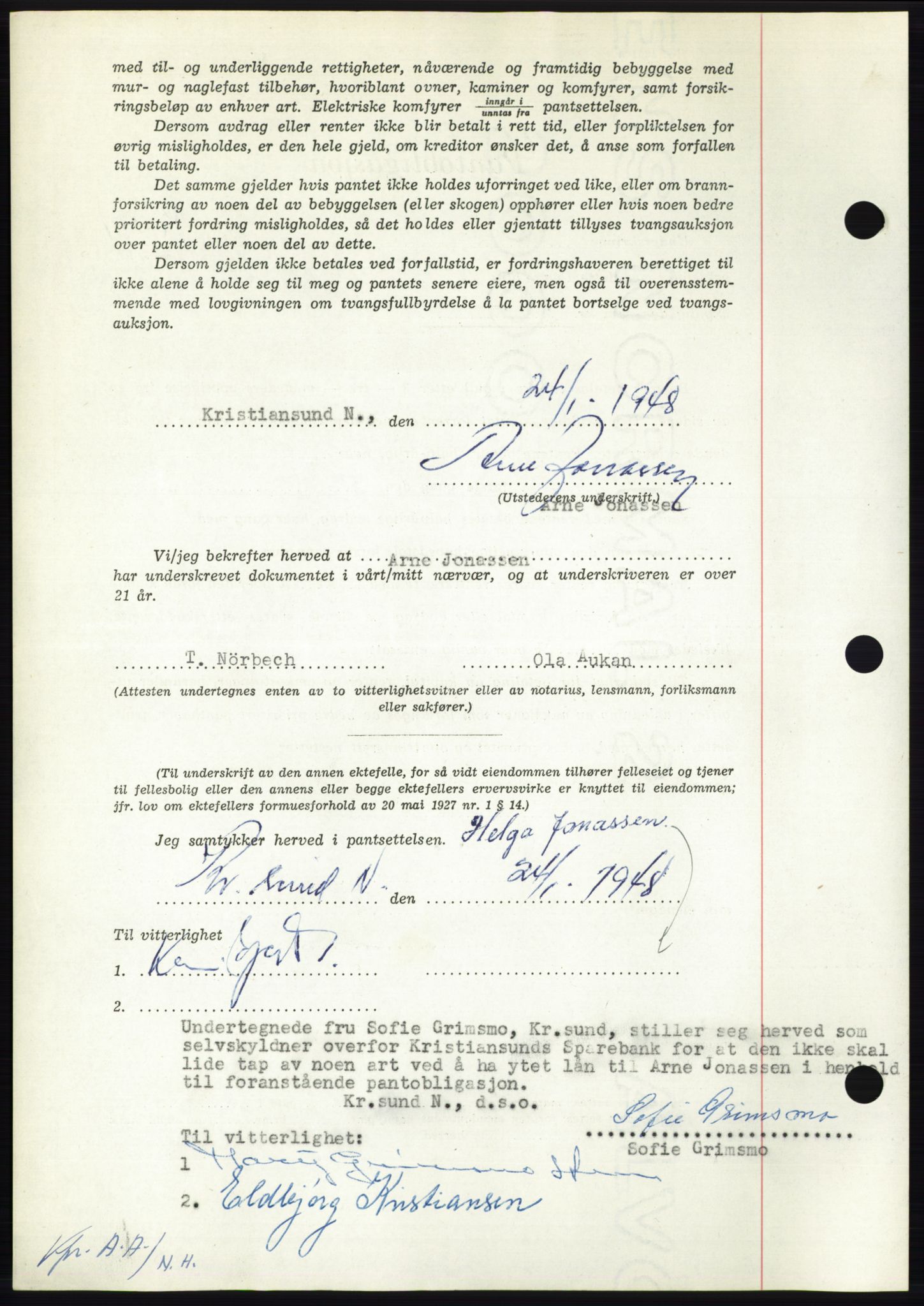 Nordmøre sorenskriveri, AV/SAT-A-4132/1/2/2Ca: Pantebok nr. B97, 1947-1948, Dagboknr: 190/1948