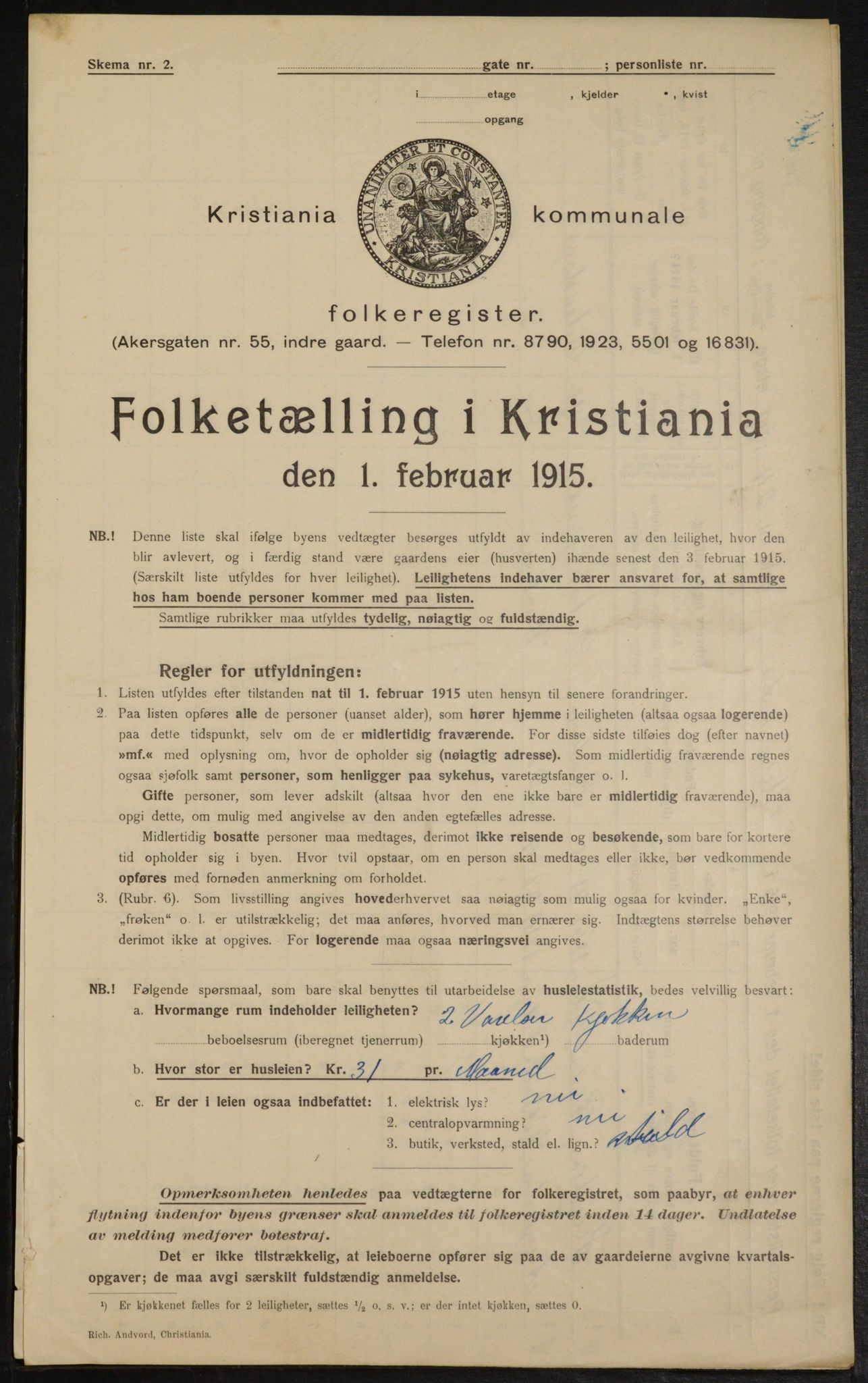 OBA, Kommunal folketelling 1.2.1915 for Kristiania, 1915, s. 119139