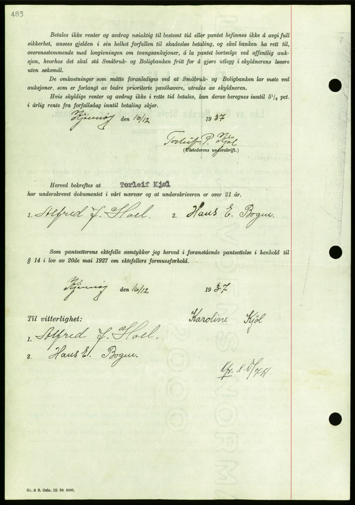 Nordmøre sorenskriveri, AV/SAT-A-4132/1/2/2Ca/L0092: Pantebok nr. B82, 1937-1938, Dagboknr: 3105/1937