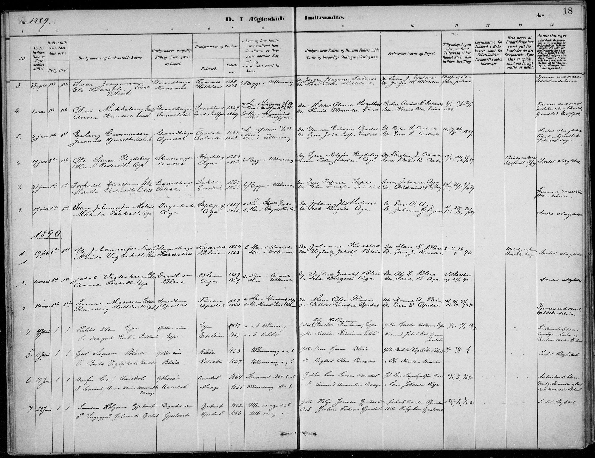 Ullensvang sokneprestembete, SAB/A-78701/H/Haa: Ministerialbok nr. B  3, 1882-1911, s. 18