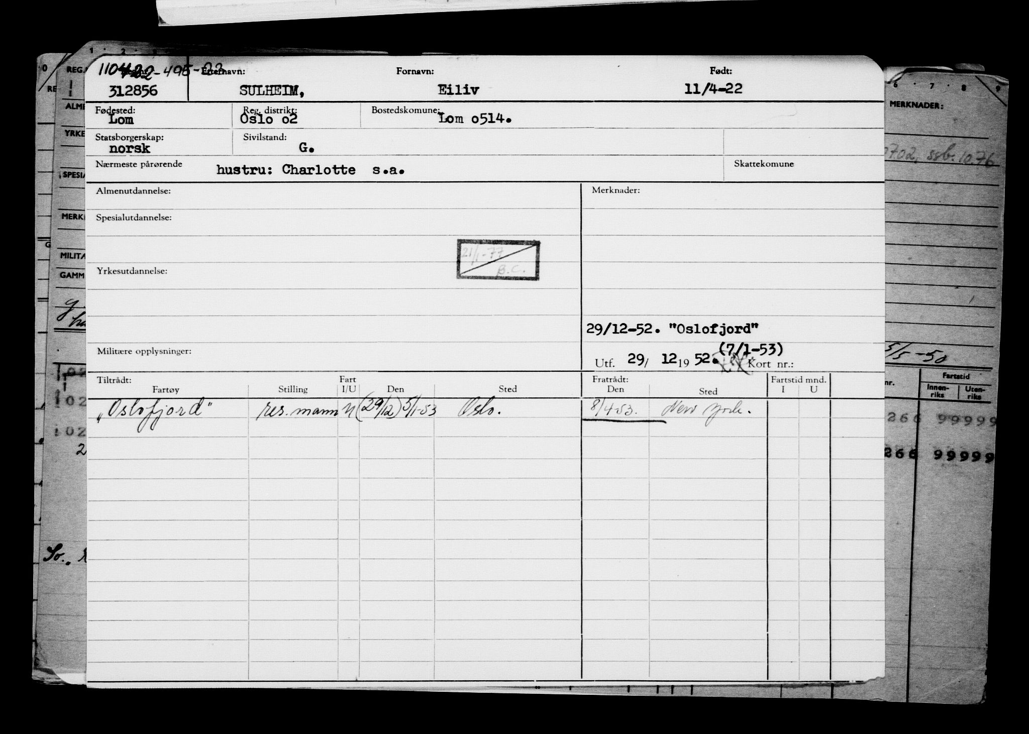 Direktoratet for sjømenn, AV/RA-S-3545/G/Gb/L0205: Hovedkort, 1922, s. 312