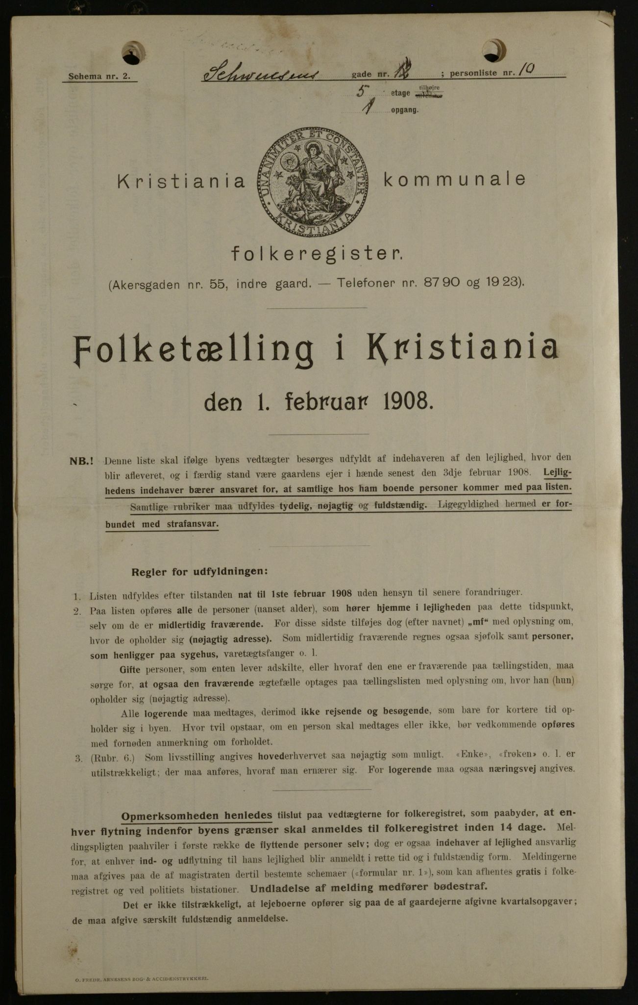 OBA, Kommunal folketelling 1.2.1908 for Kristiania kjøpstad, 1908, s. 83460