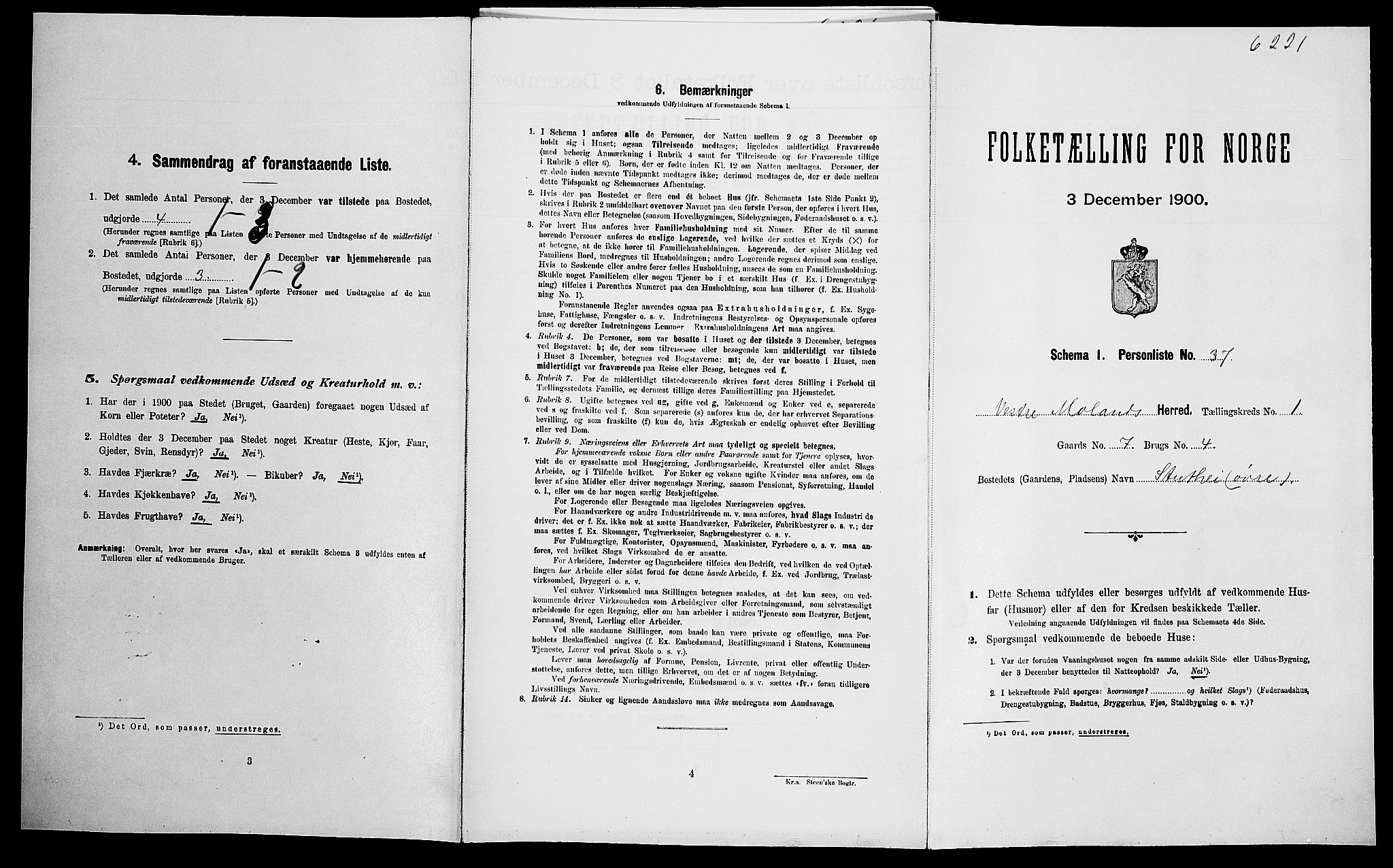 SAK, Folketelling 1900 for 0926 Vestre Moland herred, 1900, s. 152
