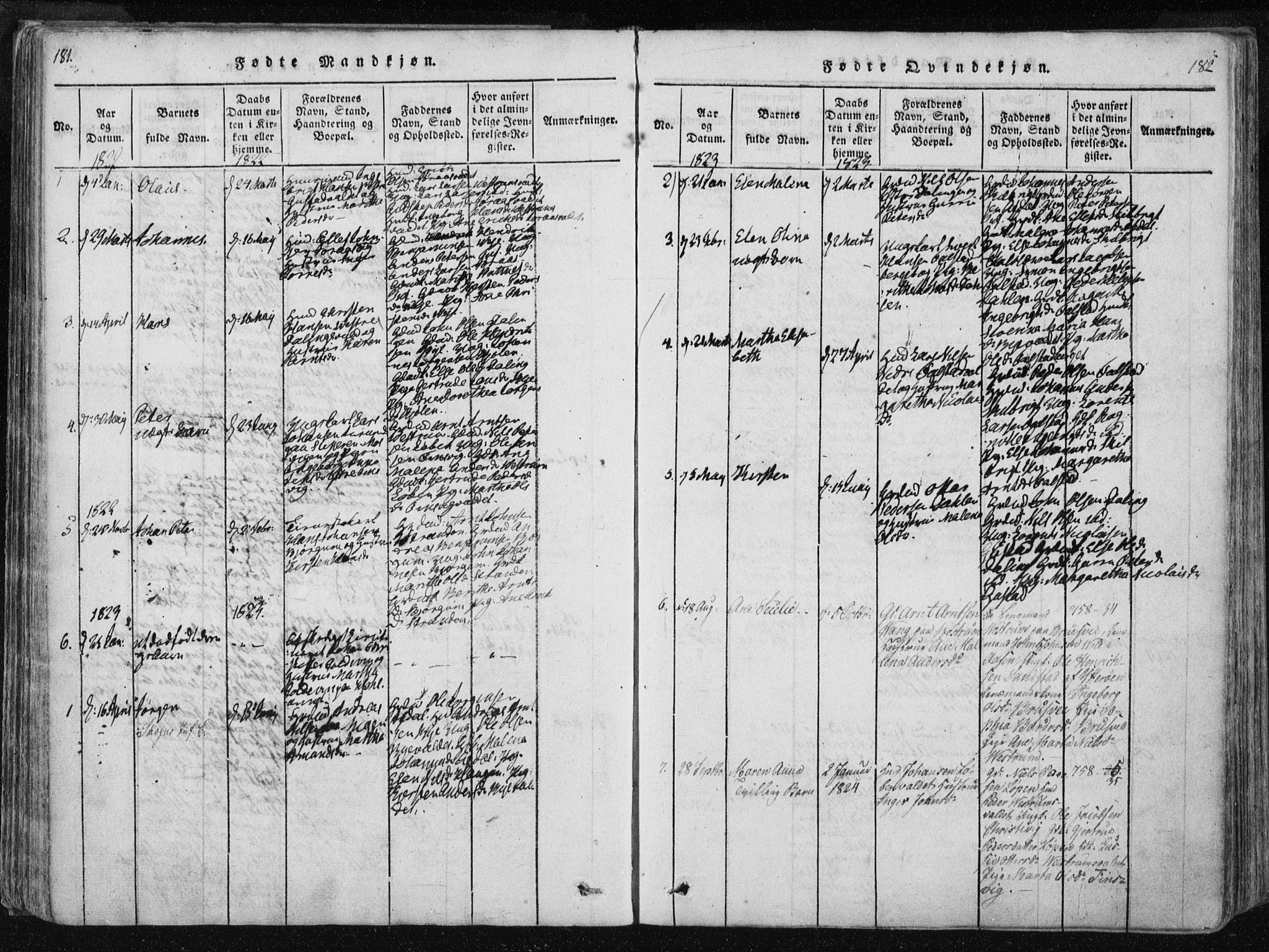 Ministerialprotokoller, klokkerbøker og fødselsregistre - Nord-Trøndelag, AV/SAT-A-1458/717/L0148: Ministerialbok nr. 717A04 /3, 1816-1825, s. 181-182