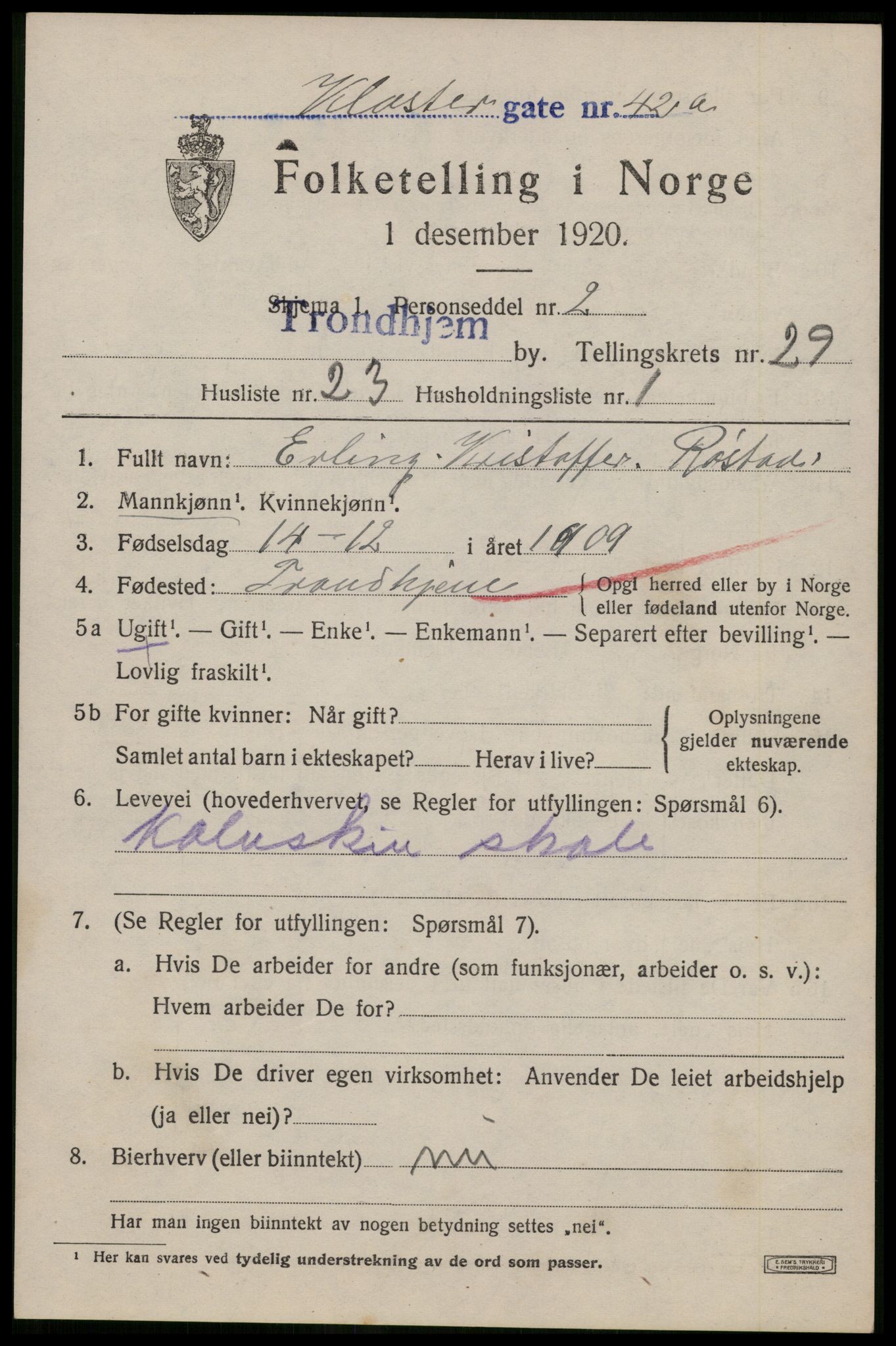 SAT, Folketelling 1920 for 1601 Trondheim kjøpstad, 1920, s. 71416