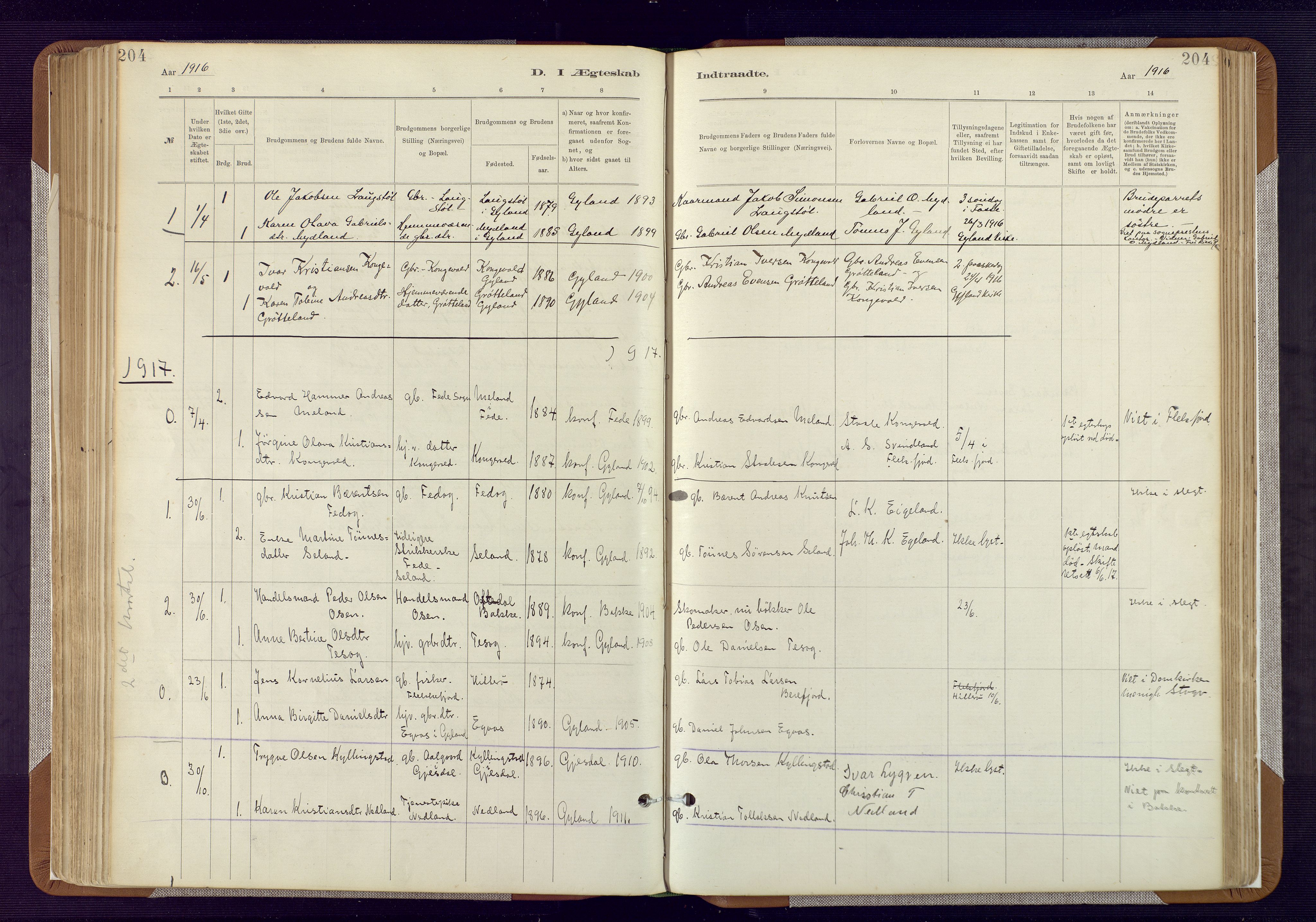 Bakke sokneprestkontor, AV/SAK-1111-0002/F/Fa/Fab/L0003: Ministerialbok nr. A 3, 1884-1921, s. 204