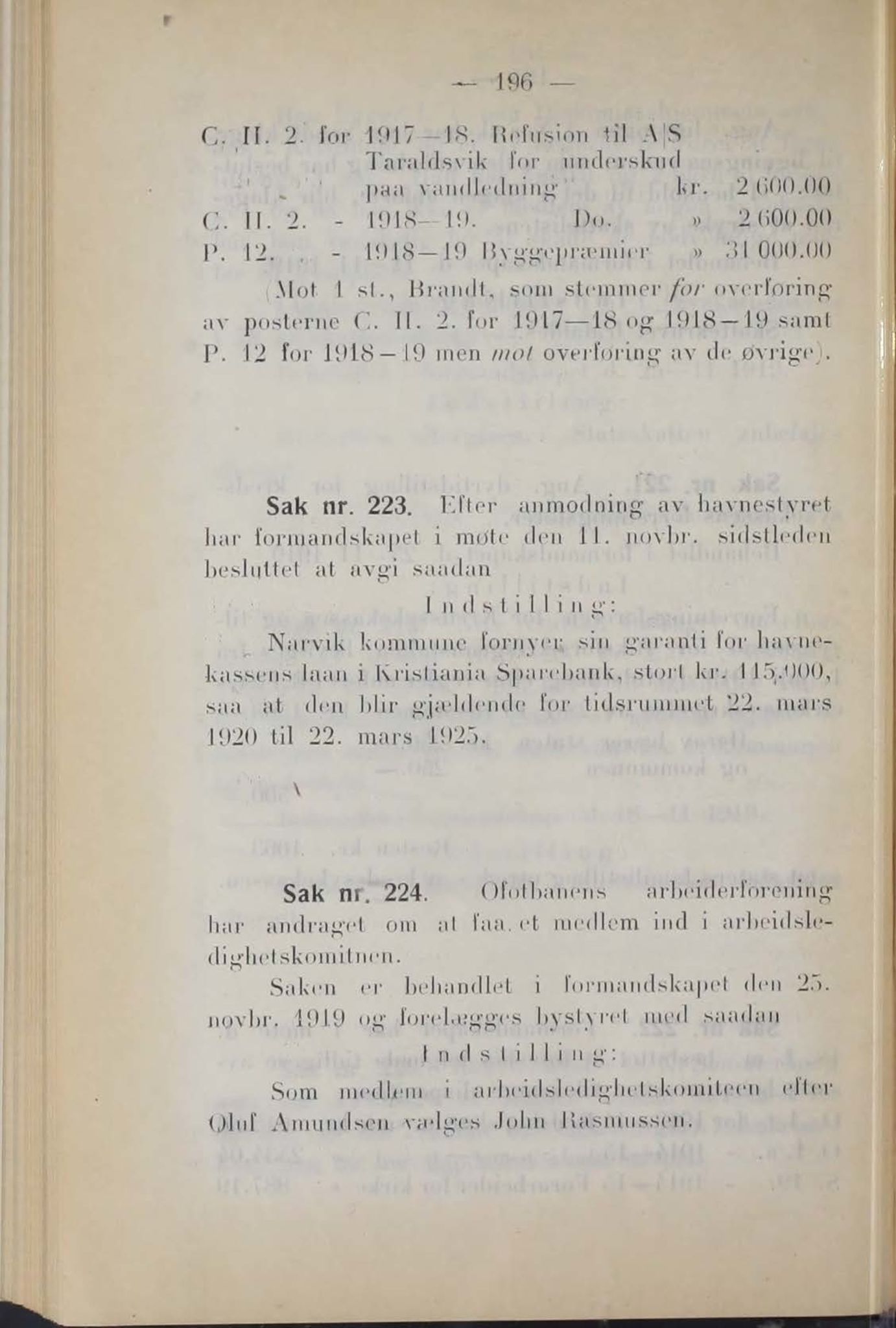 Narvik kommune. Formannskap , AIN/K-18050.150/A/Ab/L0009: Møtebok, 1919