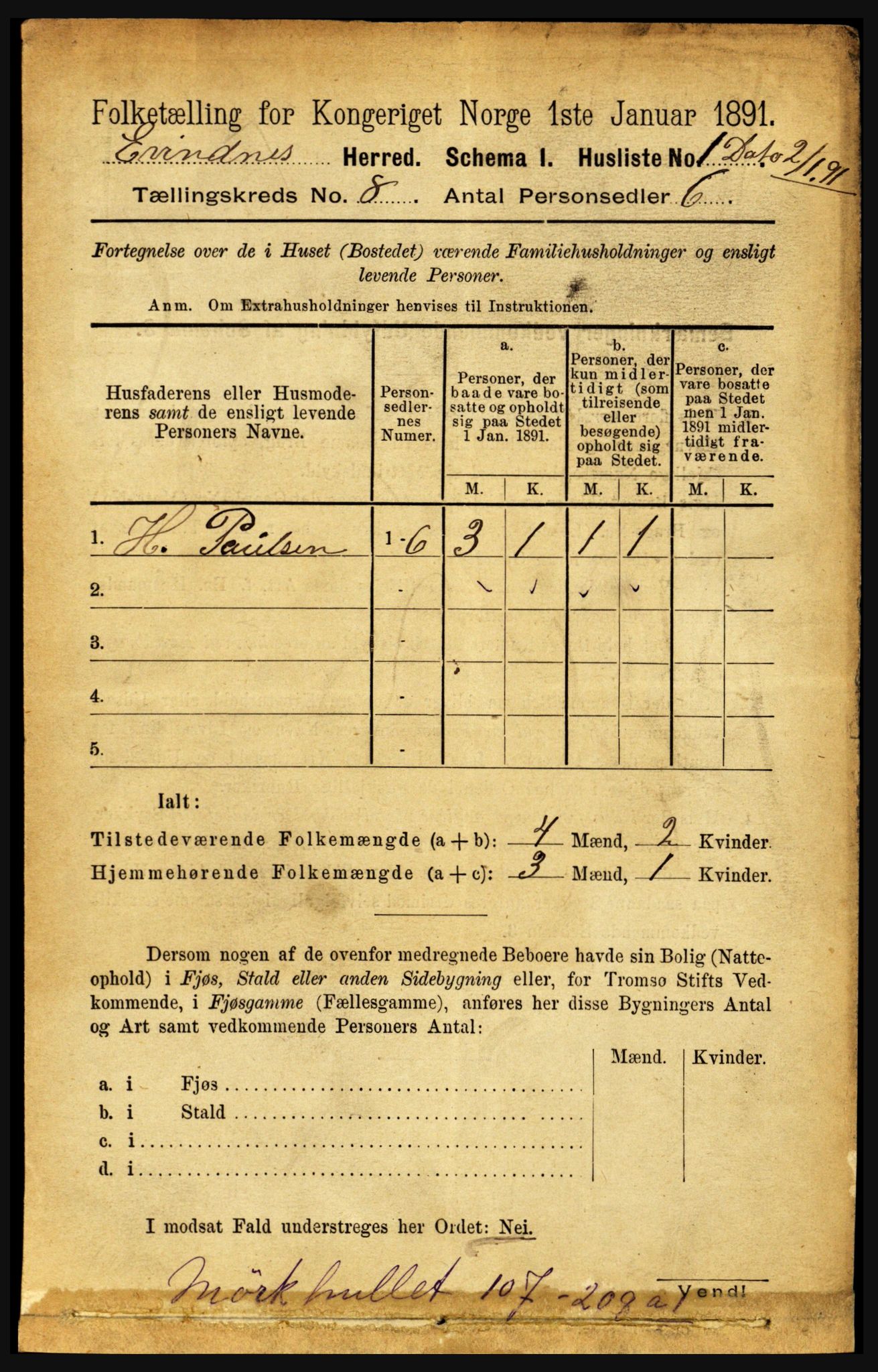 RA, Folketelling 1891 for 1853 Evenes herred, 1891, s. 2474