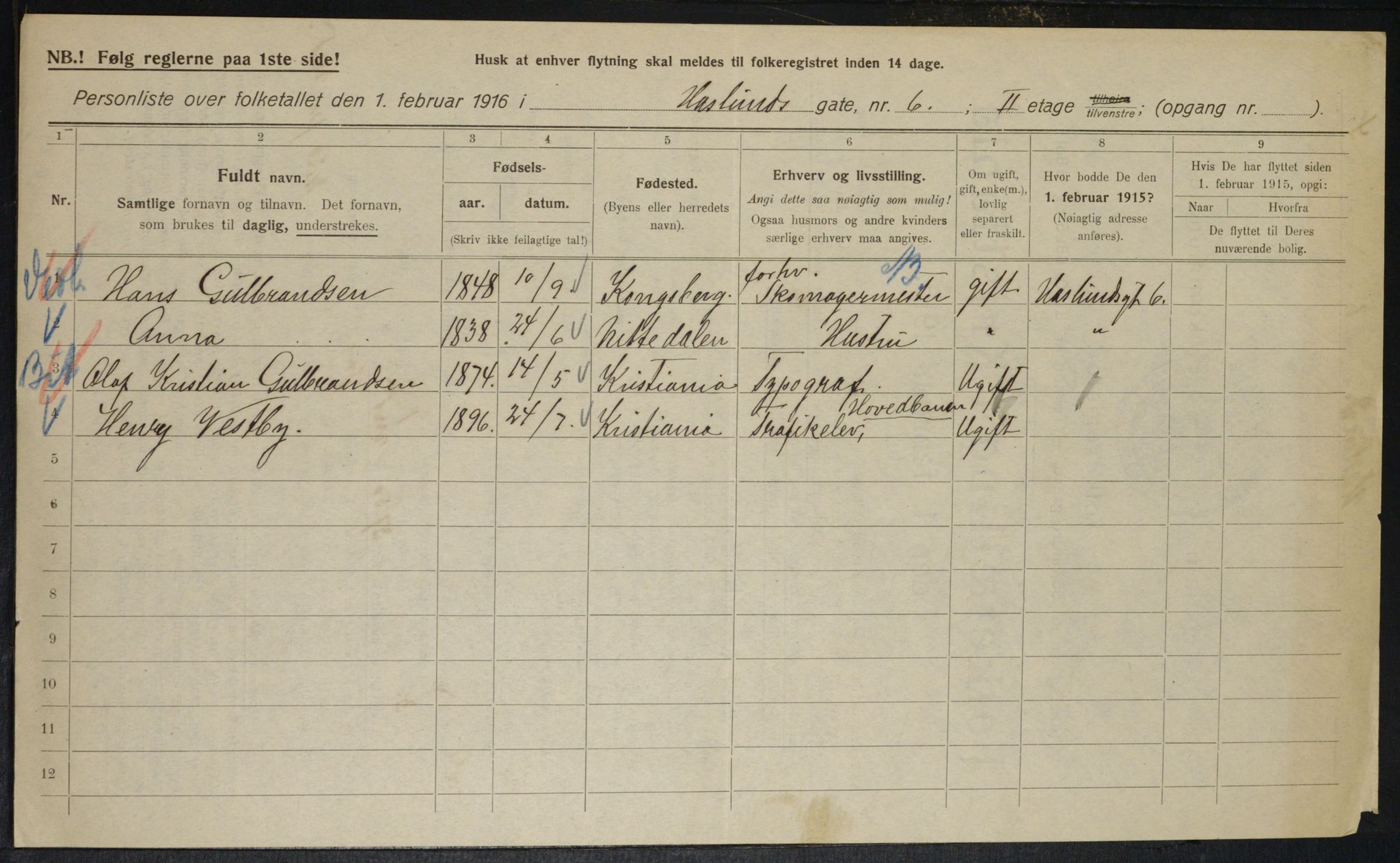 OBA, Kommunal folketelling 1.2.1916 for Kristiania, 1916, s. 27280