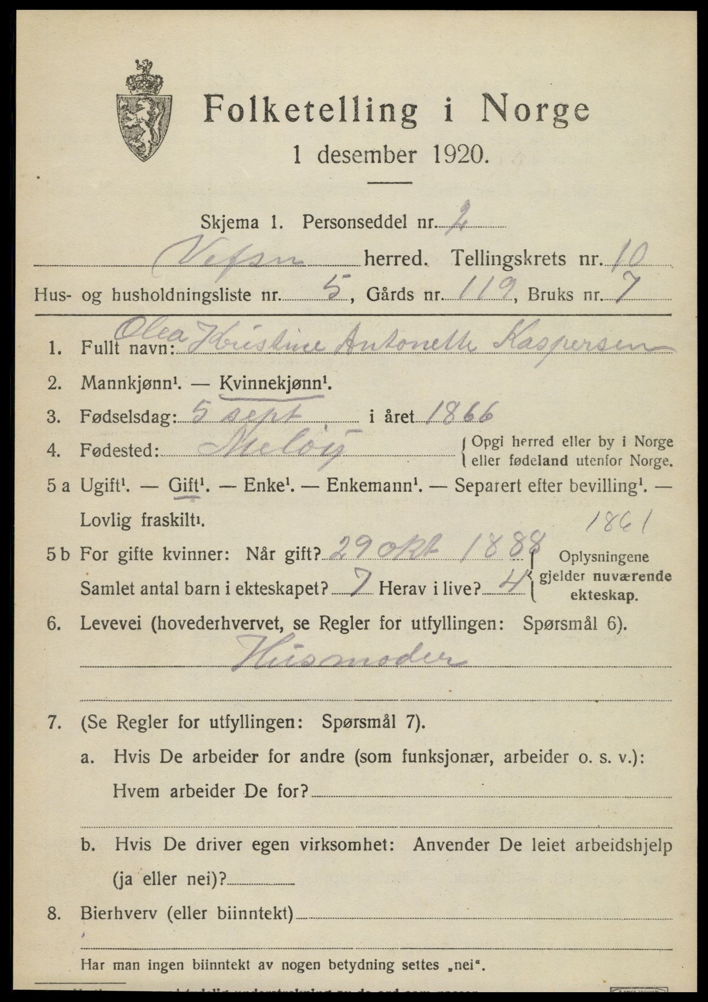 SAT, Folketelling 1920 for 1824 Vefsn herred, 1920, s. 6987