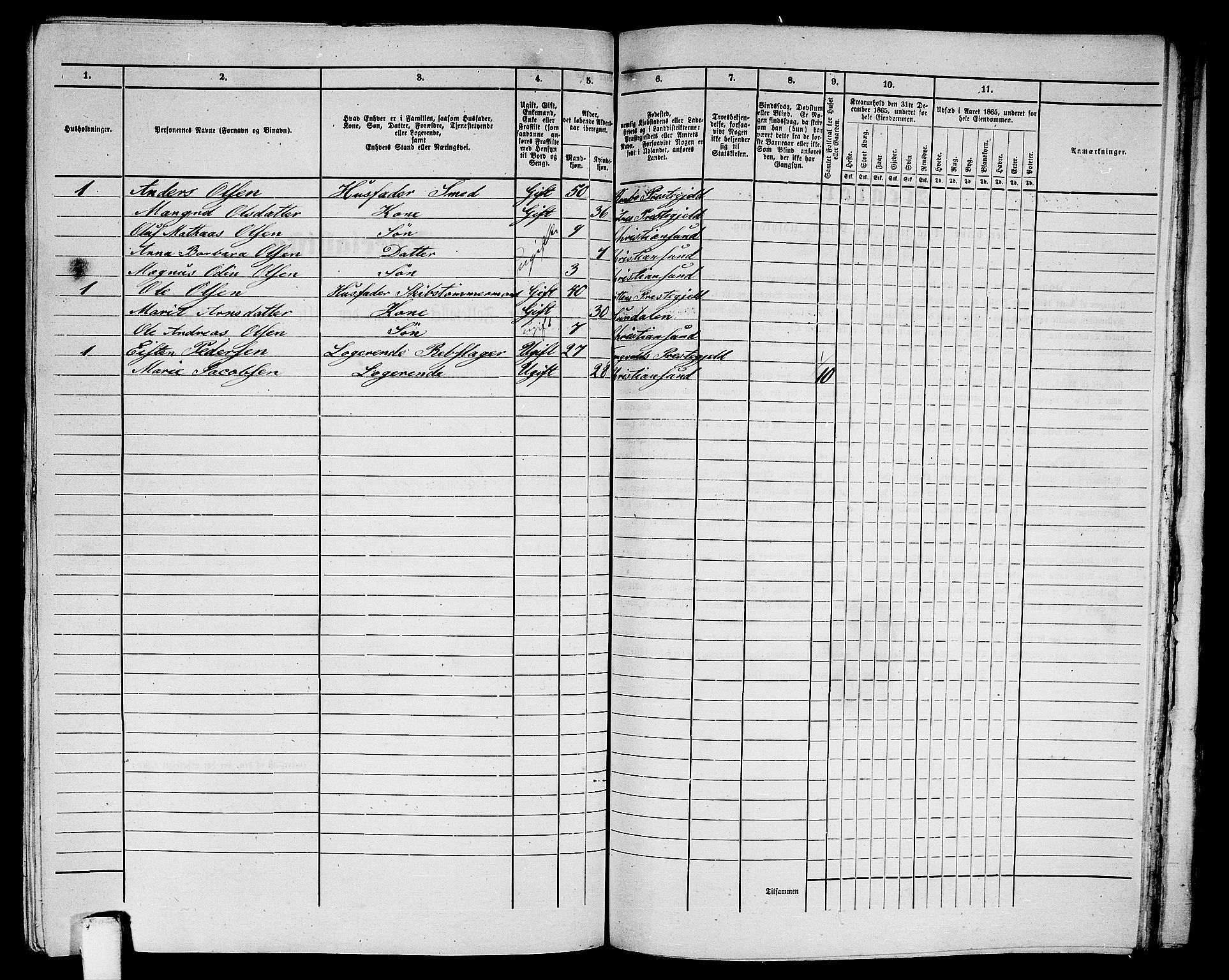 RA, Folketelling 1865 for 1503B Kristiansund prestegjeld, Kristiansund kjøpstad, 1865, s. 937