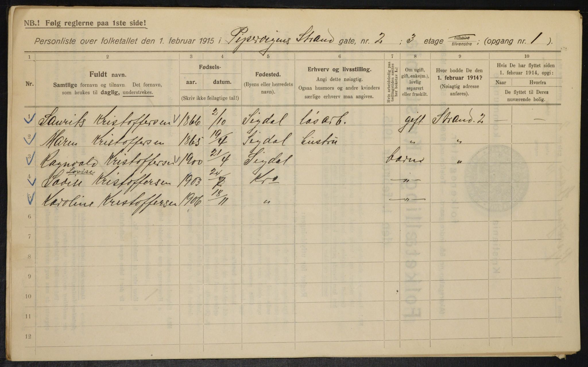 OBA, Kommunal folketelling 1.2.1915 for Kristiania, 1915, s. 103859