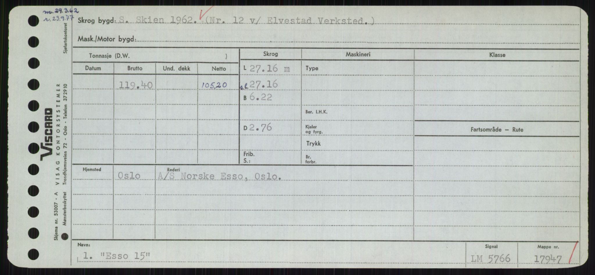 Sjøfartsdirektoratet med forløpere, Skipsmålingen, RA/S-1627/H/Hc/L0001: Lektere, A-Y, s. 131