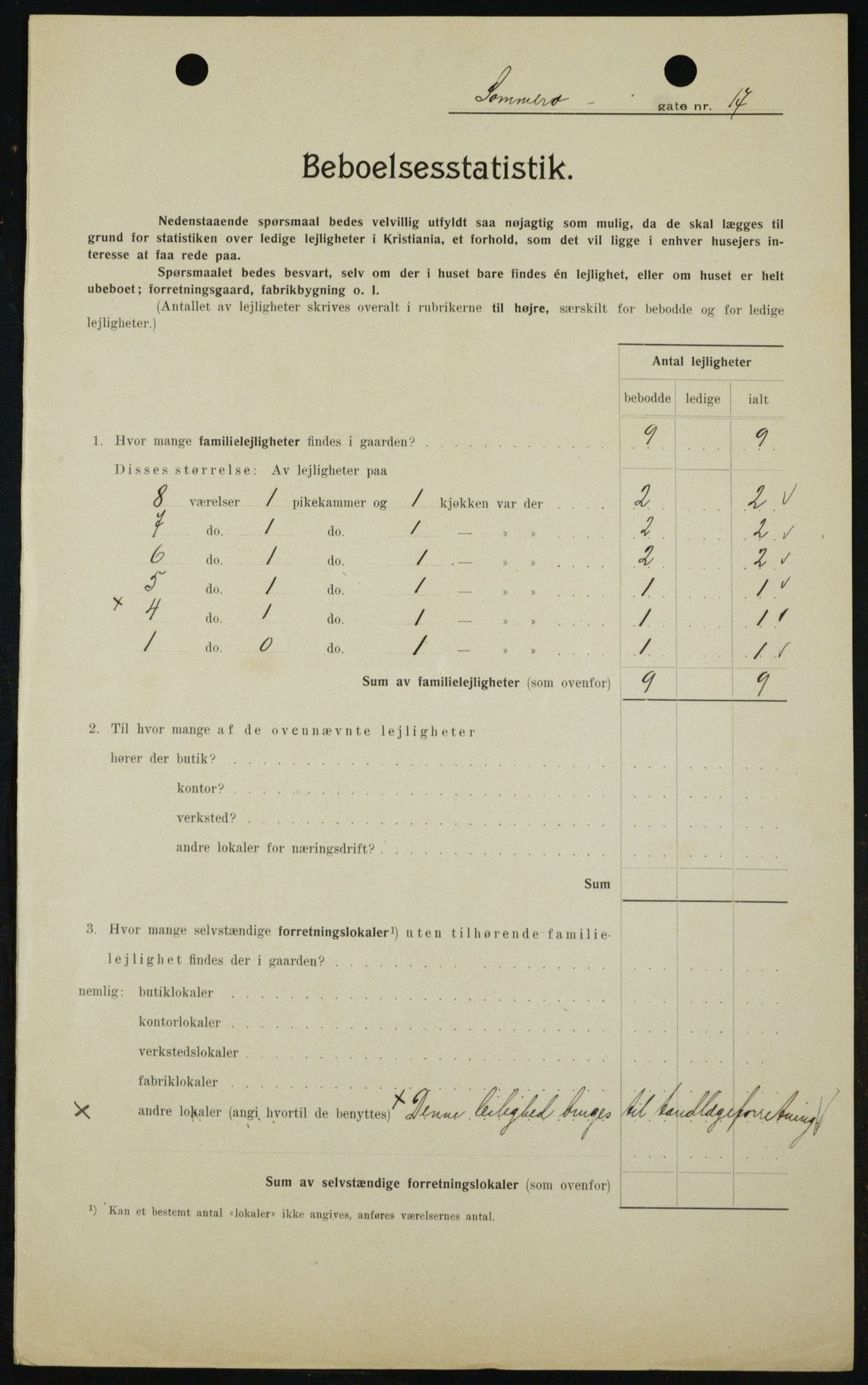 OBA, Kommunal folketelling 1.2.1909 for Kristiania kjøpstad, 1909, s. 90486