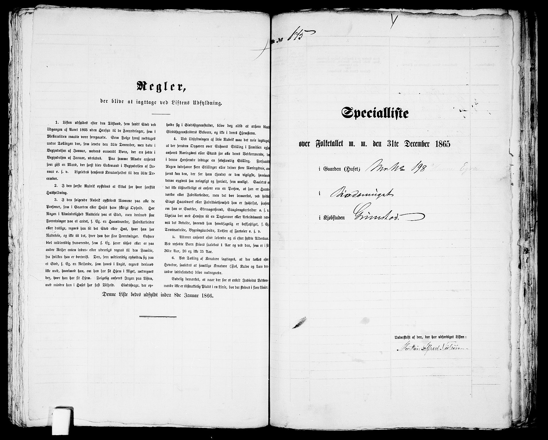 RA, Folketelling 1865 for 0904B Fjære prestegjeld, Grimstad kjøpstad, 1865, s. 356