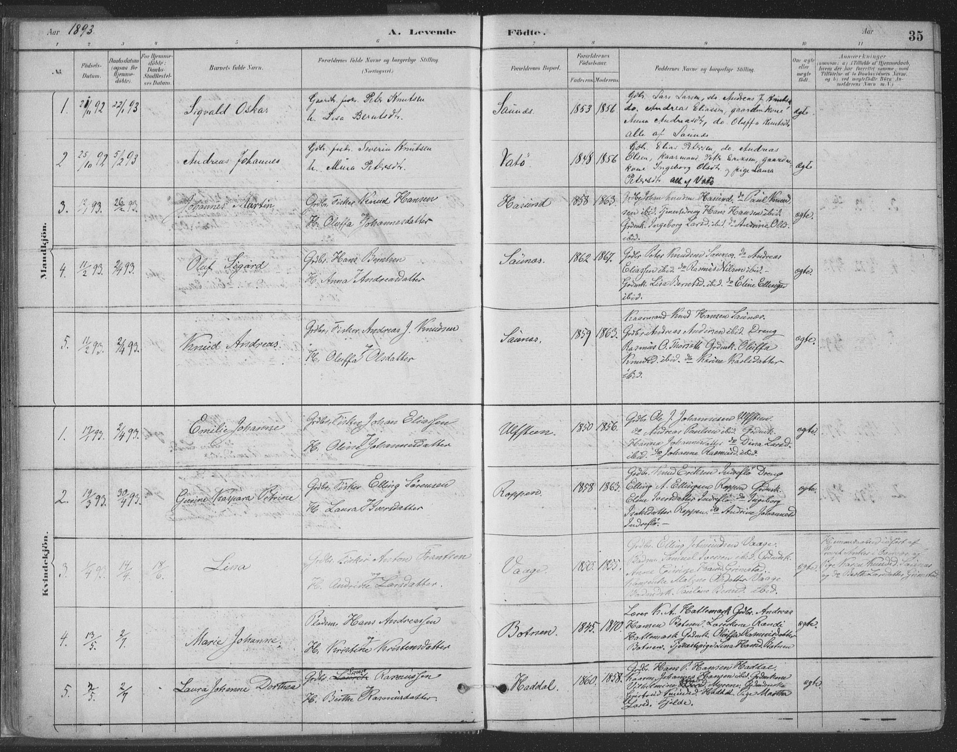 Ministerialprotokoller, klokkerbøker og fødselsregistre - Møre og Romsdal, SAT/A-1454/509/L0106: Ministerialbok nr. 509A04, 1883-1922, s. 35