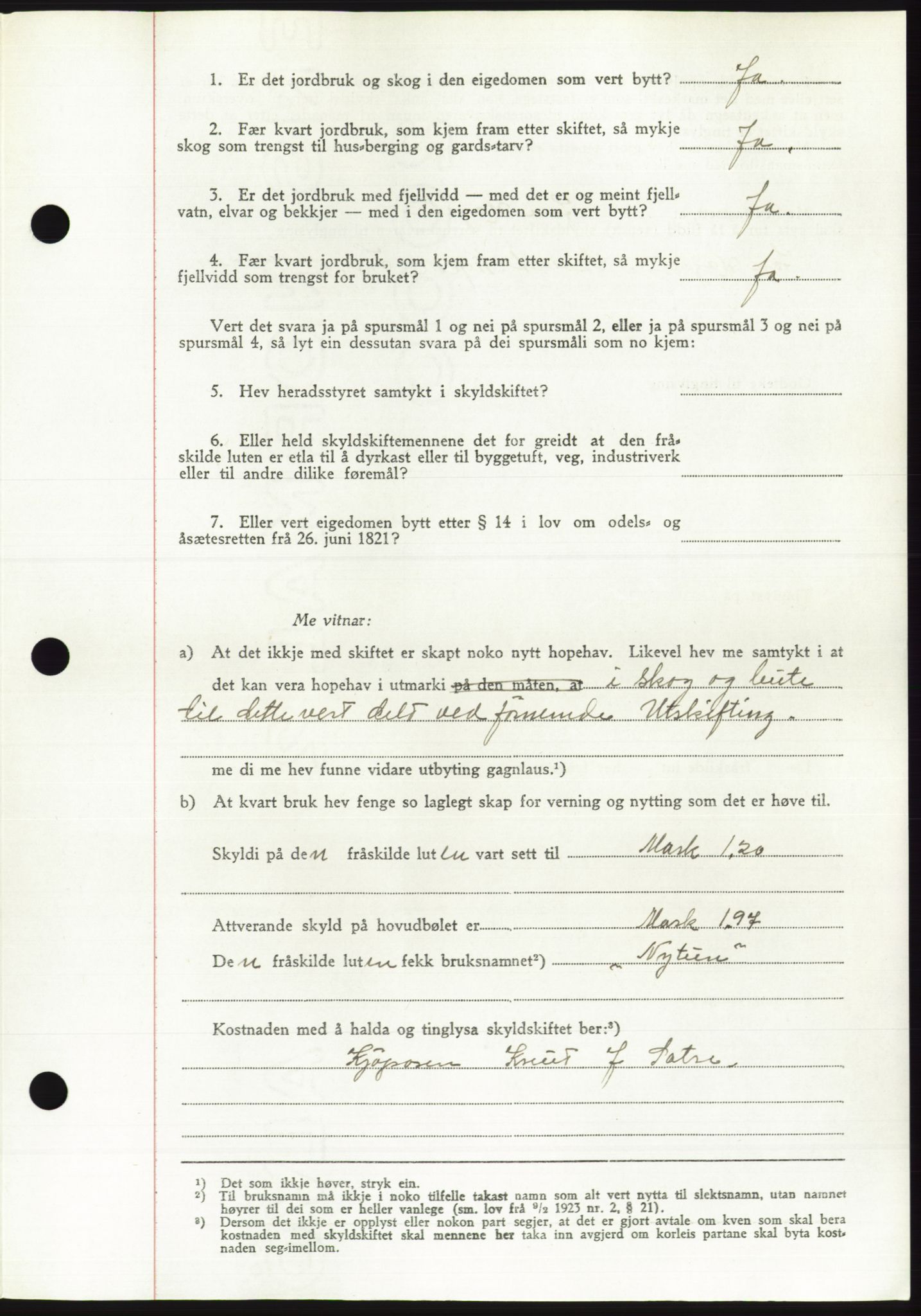 Søre Sunnmøre sorenskriveri, AV/SAT-A-4122/1/2/2C/L0084: Pantebok nr. 10A, 1949-1949, Dagboknr: 976/1949