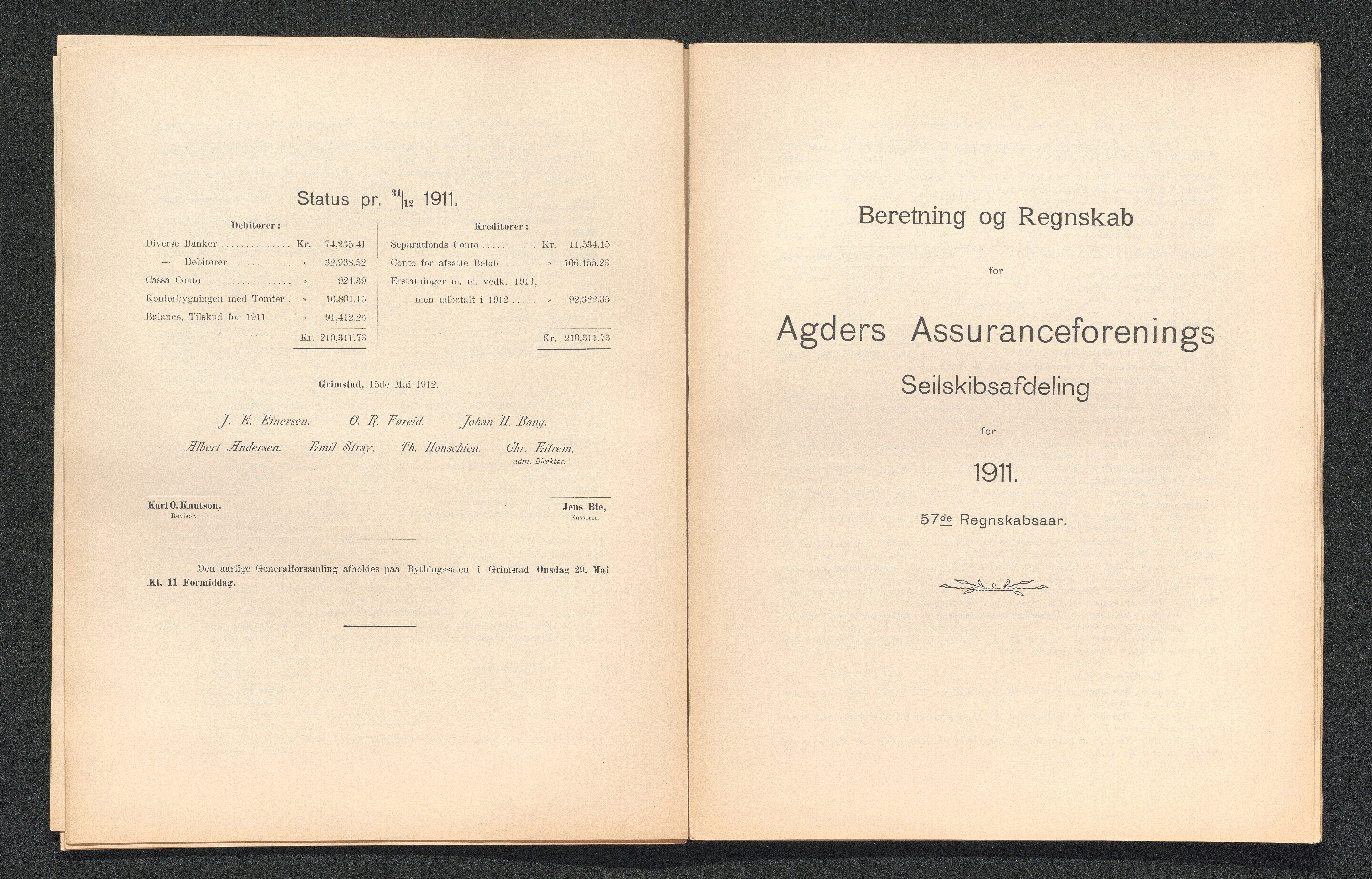 Agders Gjensidige Assuranceforening, AAKS/PA-1718/05/L0003: Regnskap, seilavdeling, pakkesak, 1890-1912