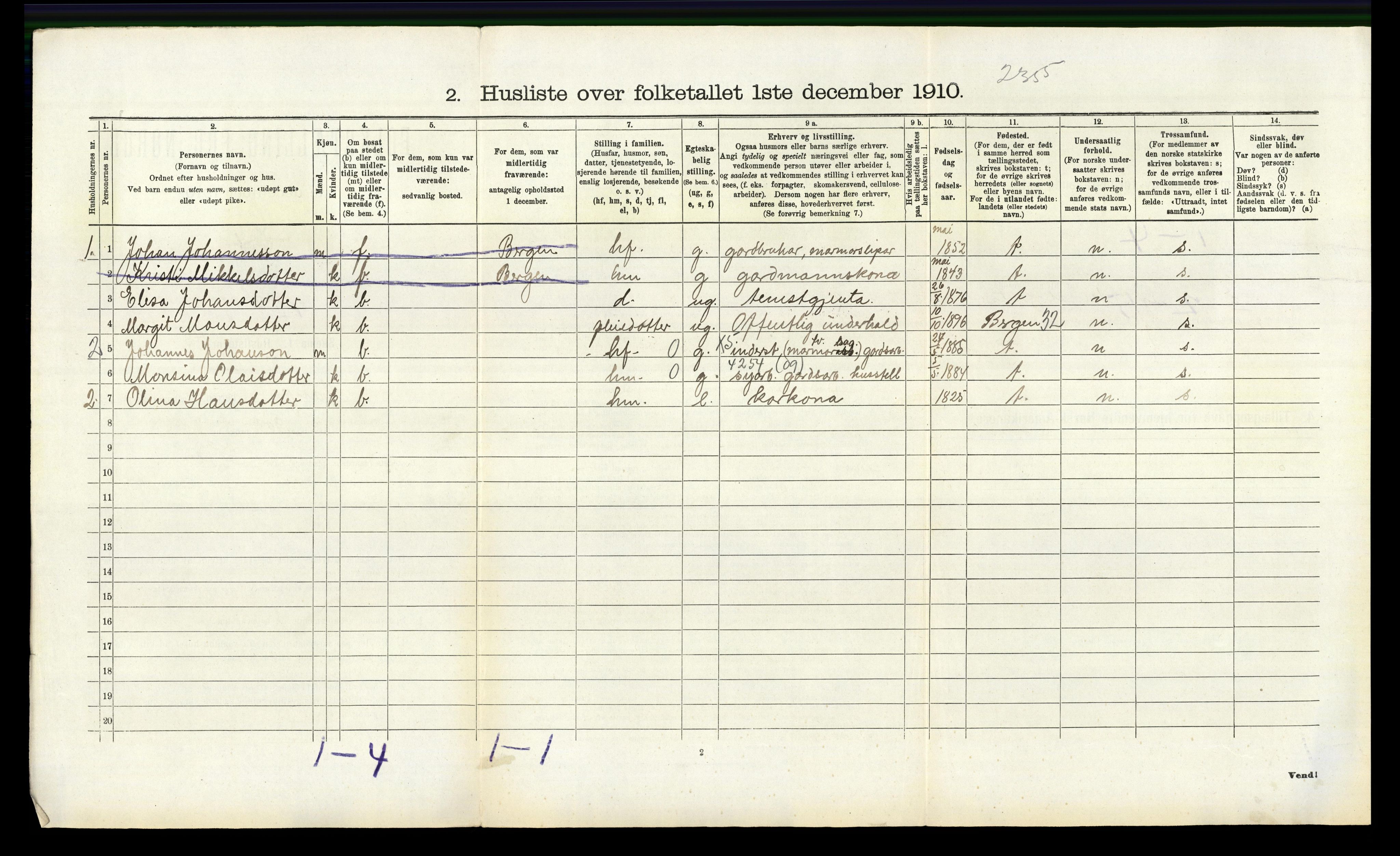 RA, Folketelling 1910 for 1261 Manger herred, 1910, s. 326