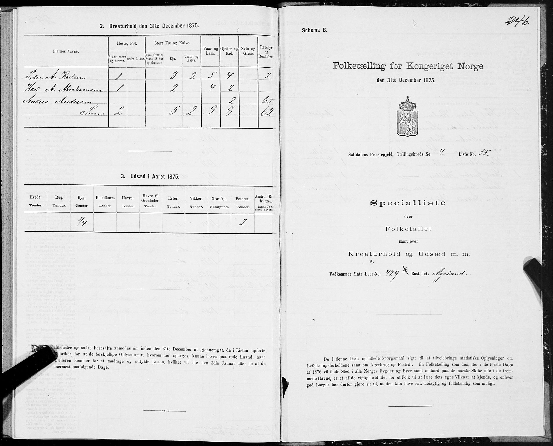 SAT, Folketelling 1875 for 1840P Saltdal prestegjeld, 1875, s. 2246