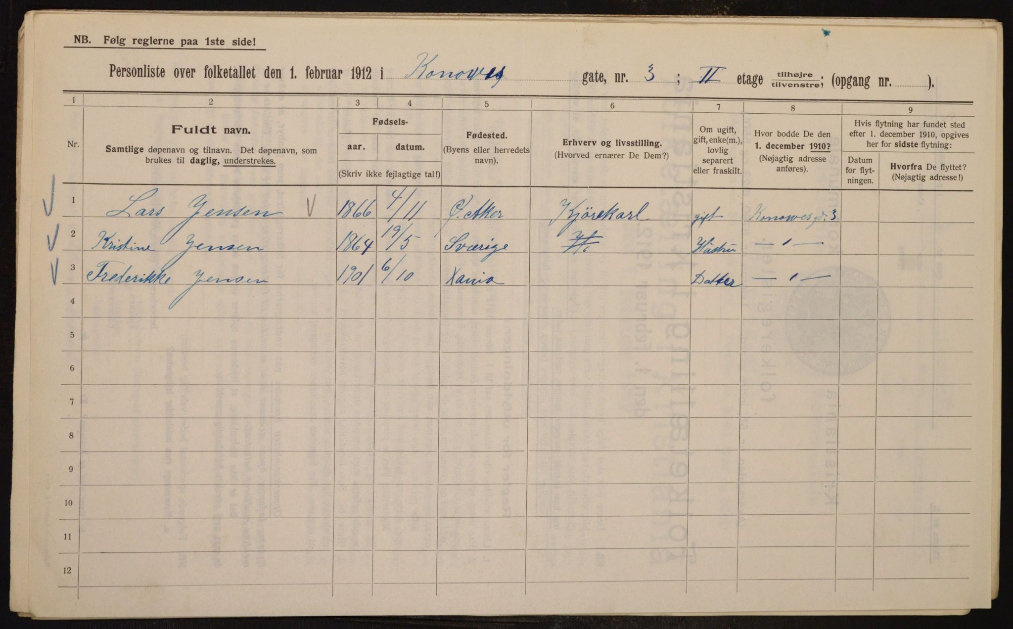 OBA, Kommunal folketelling 1.2.1912 for Kristiania, 1912, s. 53288