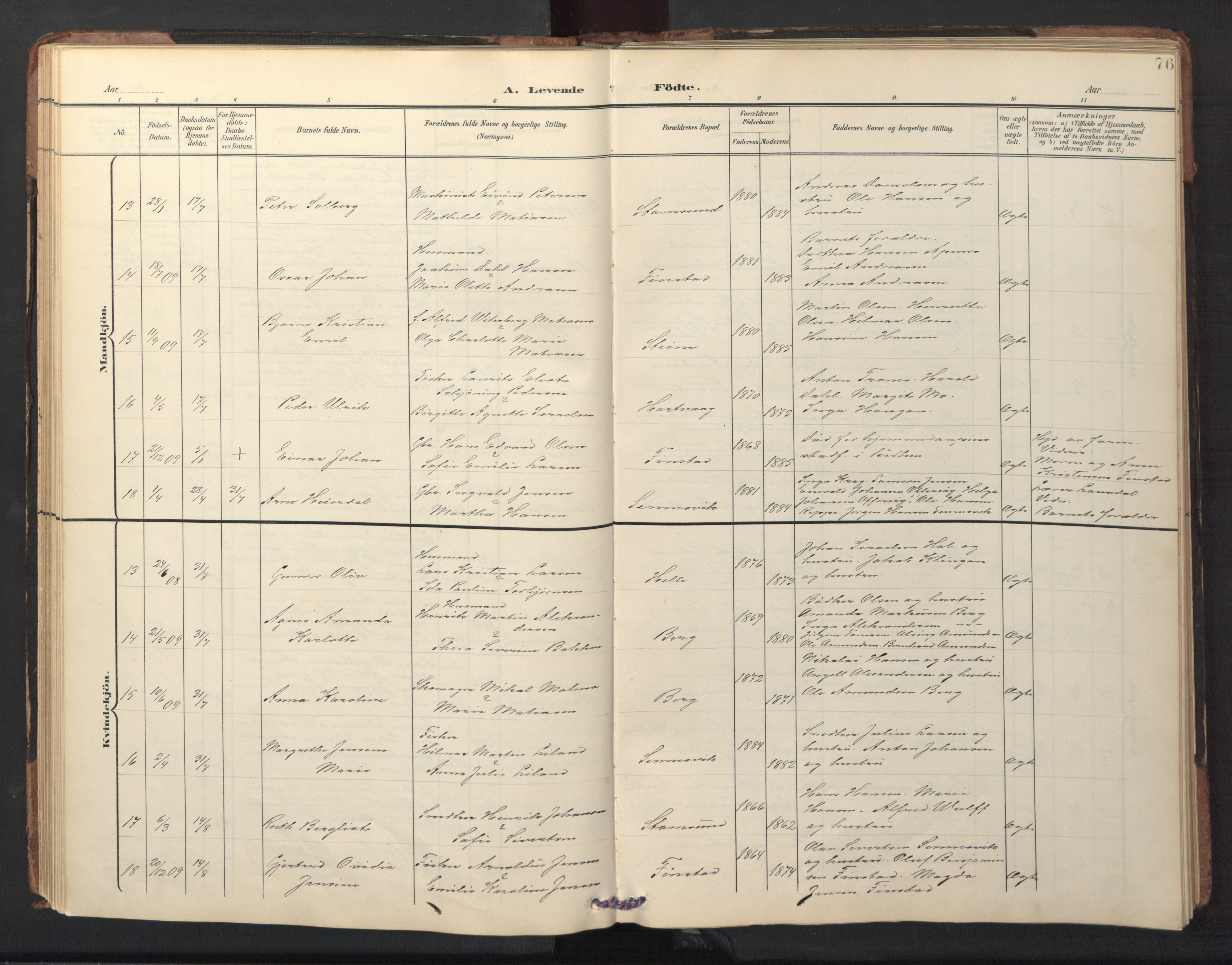 Ministerialprotokoller, klokkerbøker og fødselsregistre - Nordland, AV/SAT-A-1459/882/L1185: Klokkerbok nr. 882C03, 1898-1910, s. 76