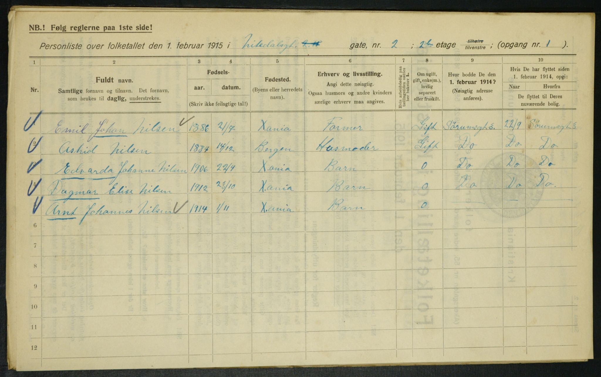 OBA, Kommunal folketelling 1.2.1915 for Kristiania, 1915, s. 70651