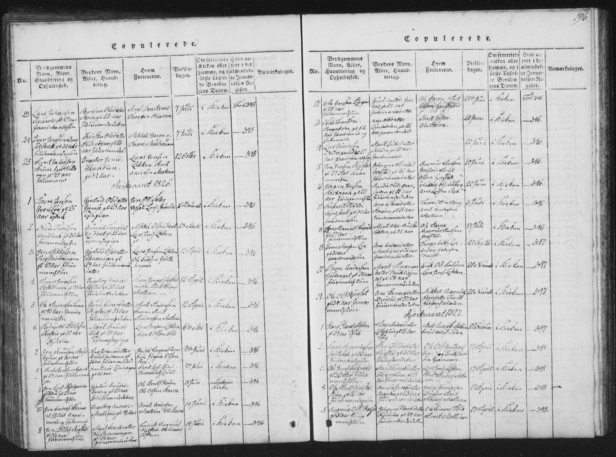 Ministerialprotokoller, klokkerbøker og fødselsregistre - Sør-Trøndelag, AV/SAT-A-1456/672/L0862: Klokkerbok nr. 672C01, 1816-1831, s. 196