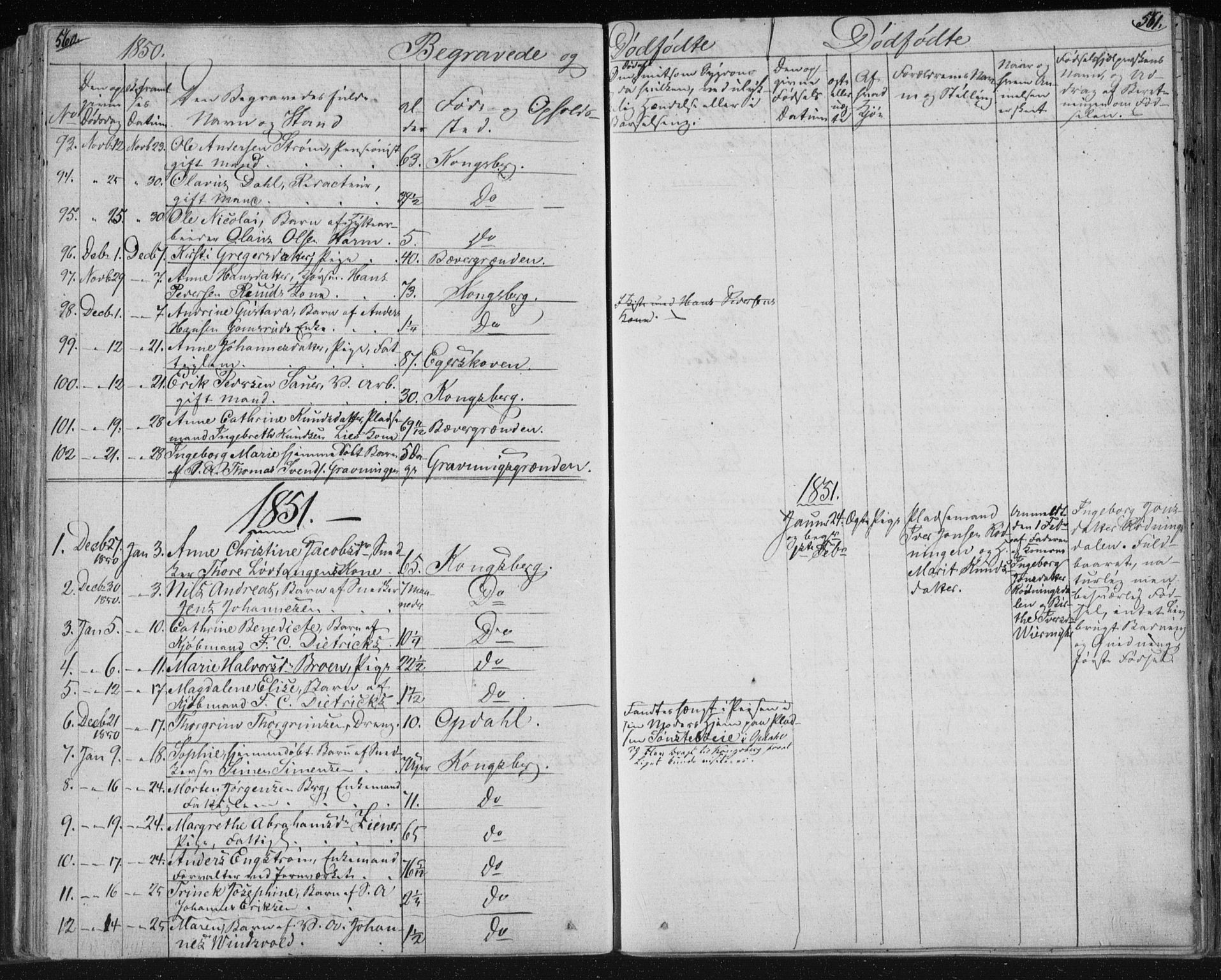 Kongsberg kirkebøker, AV/SAKO-A-22/F/Fa/L0009: Ministerialbok nr. I 9, 1839-1858, s. 560-561