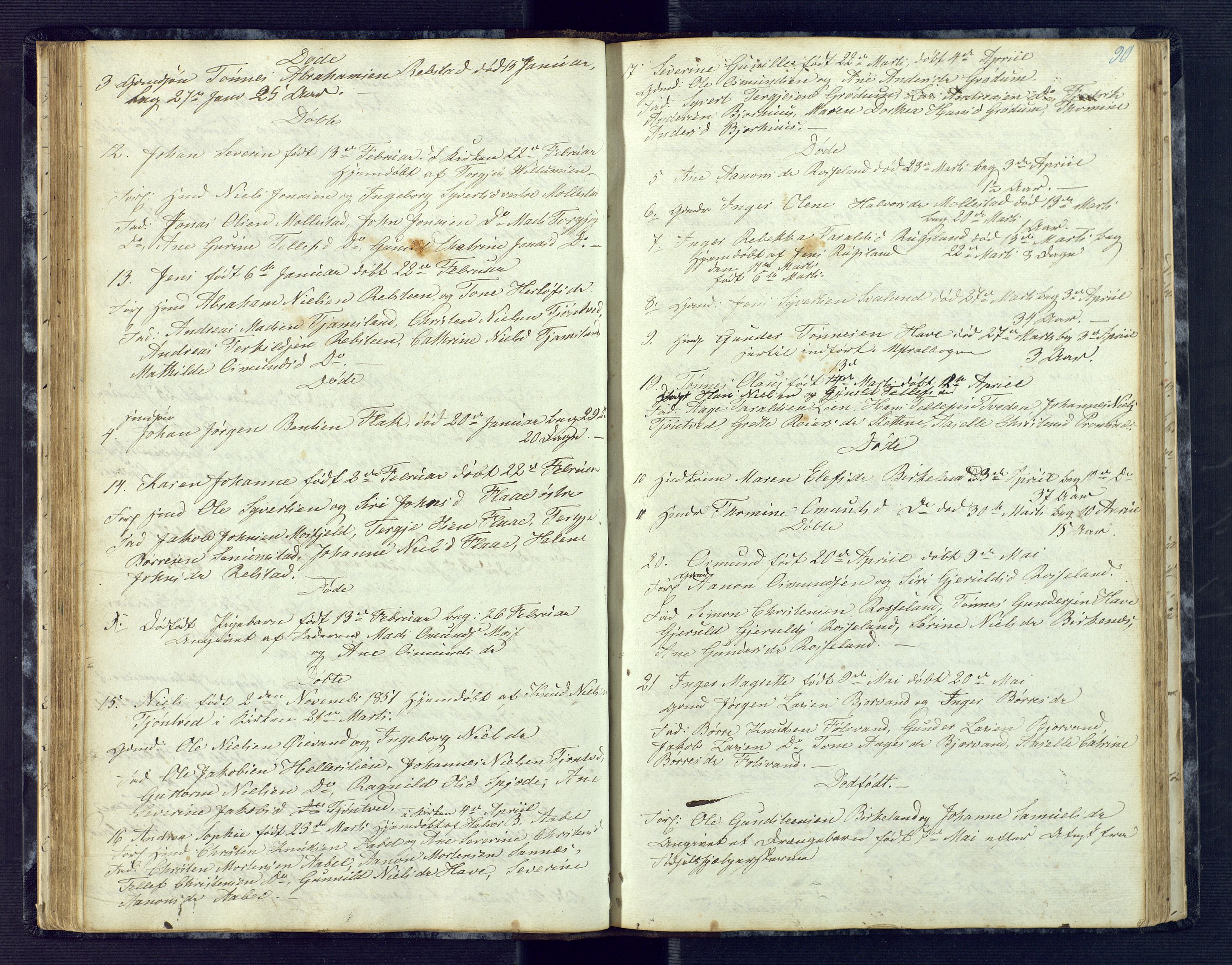 Birkenes sokneprestkontor, SAK/1111-0004/F/Fb/L0001: Klokkerbok nr. B 1, 1837-1856, s. 90