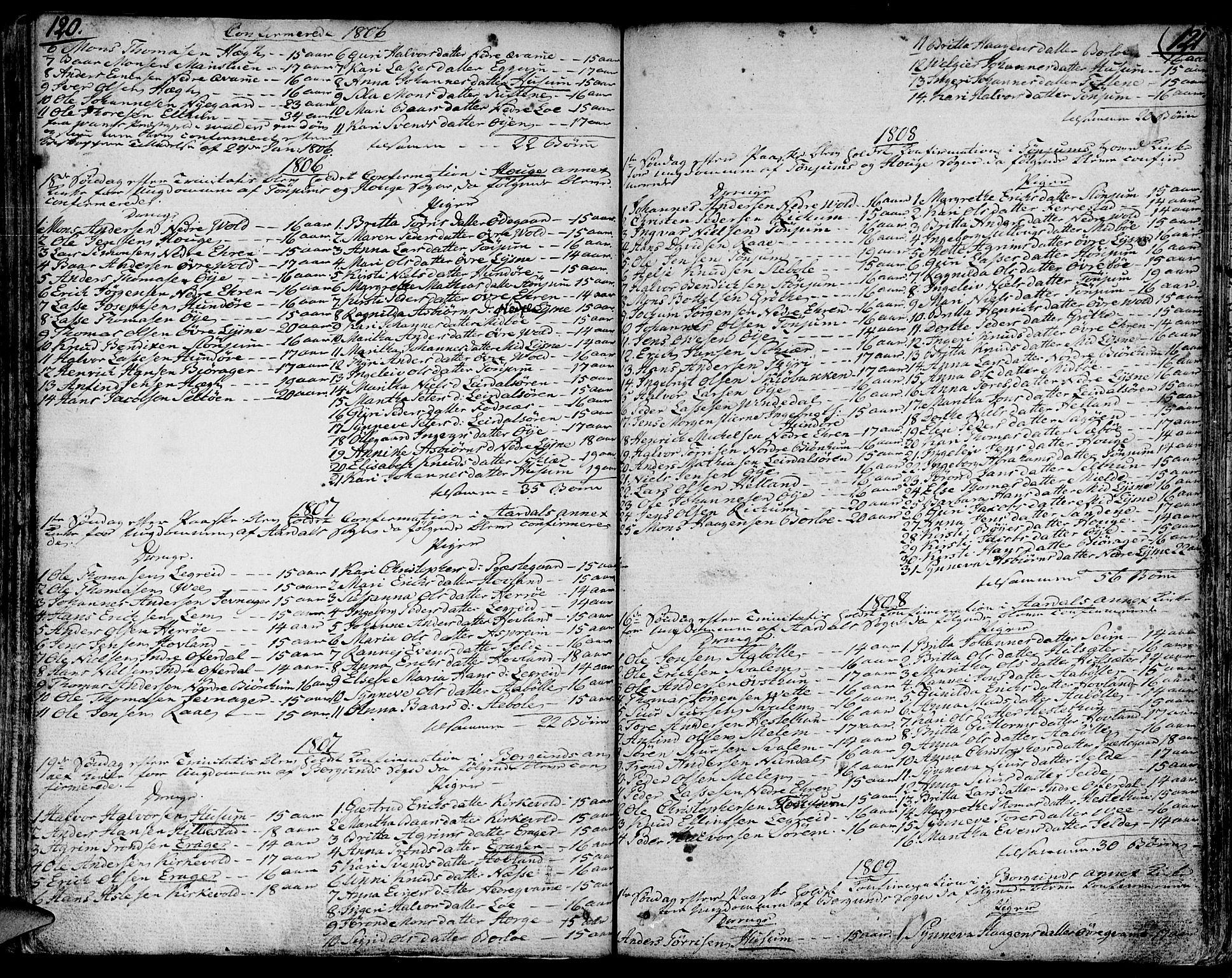 Lærdal sokneprestembete, AV/SAB-A-81201: Ministerialbok nr. A 4, 1805-1821, s. 120-121