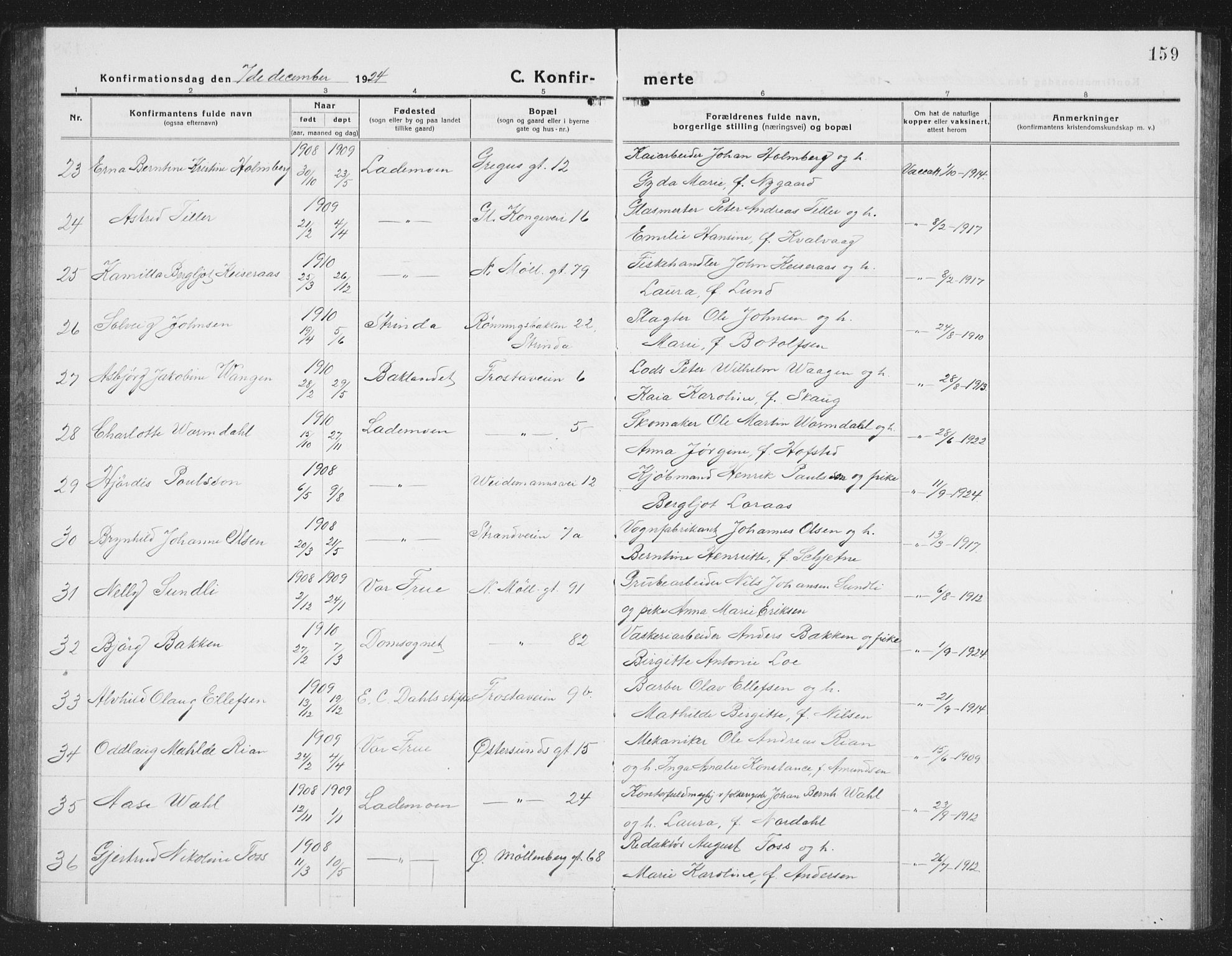 Ministerialprotokoller, klokkerbøker og fødselsregistre - Sør-Trøndelag, AV/SAT-A-1456/605/L0258: Klokkerbok nr. 605C05, 1918-1930, s. 159