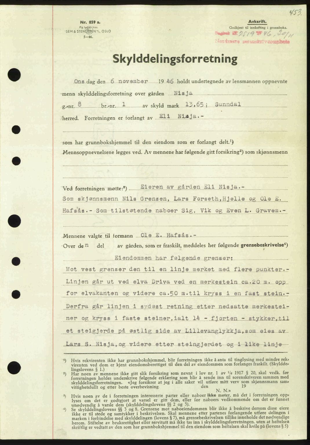 Nordmøre sorenskriveri, SAT/A-4132/1/2/2Ca: Pantebok nr. A103, 1946-1947, Dagboknr: 2519/1946