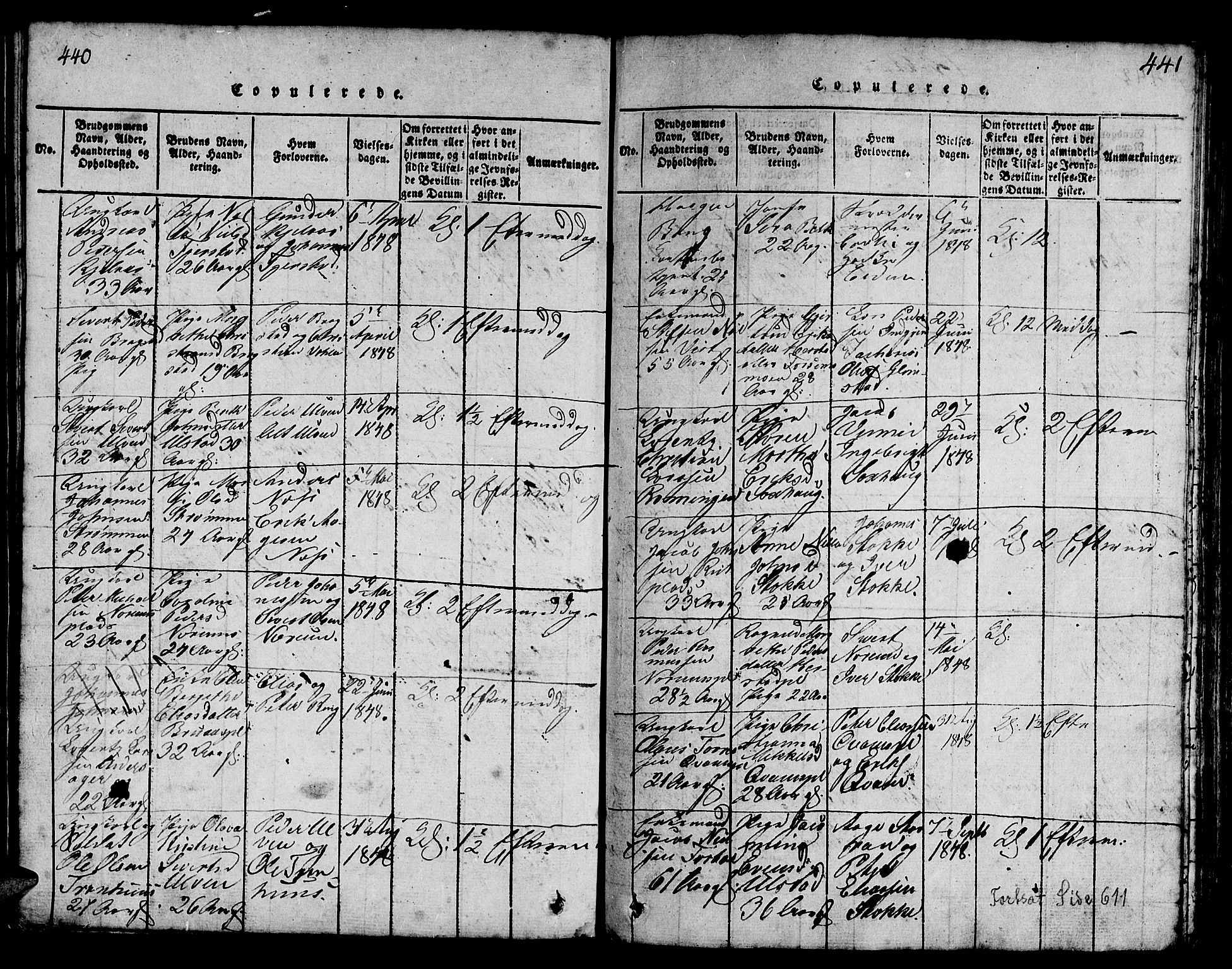 Ministerialprotokoller, klokkerbøker og fødselsregistre - Nord-Trøndelag, SAT/A-1458/730/L0298: Klokkerbok nr. 730C01, 1816-1849, s. 440-441