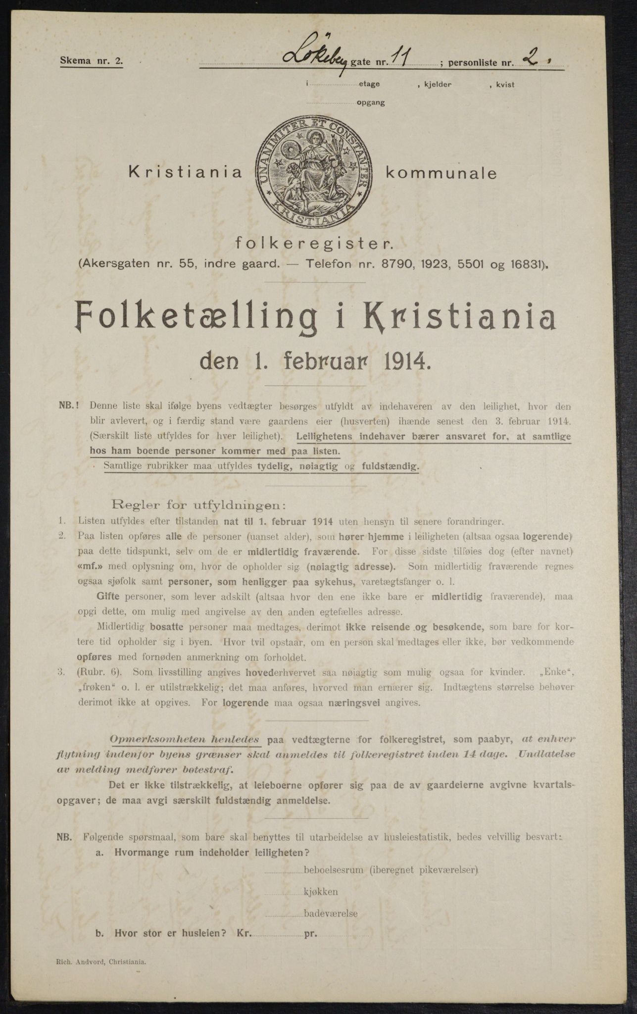 OBA, Kommunal folketelling 1.2.1914 for Kristiania, 1914, s. 58557