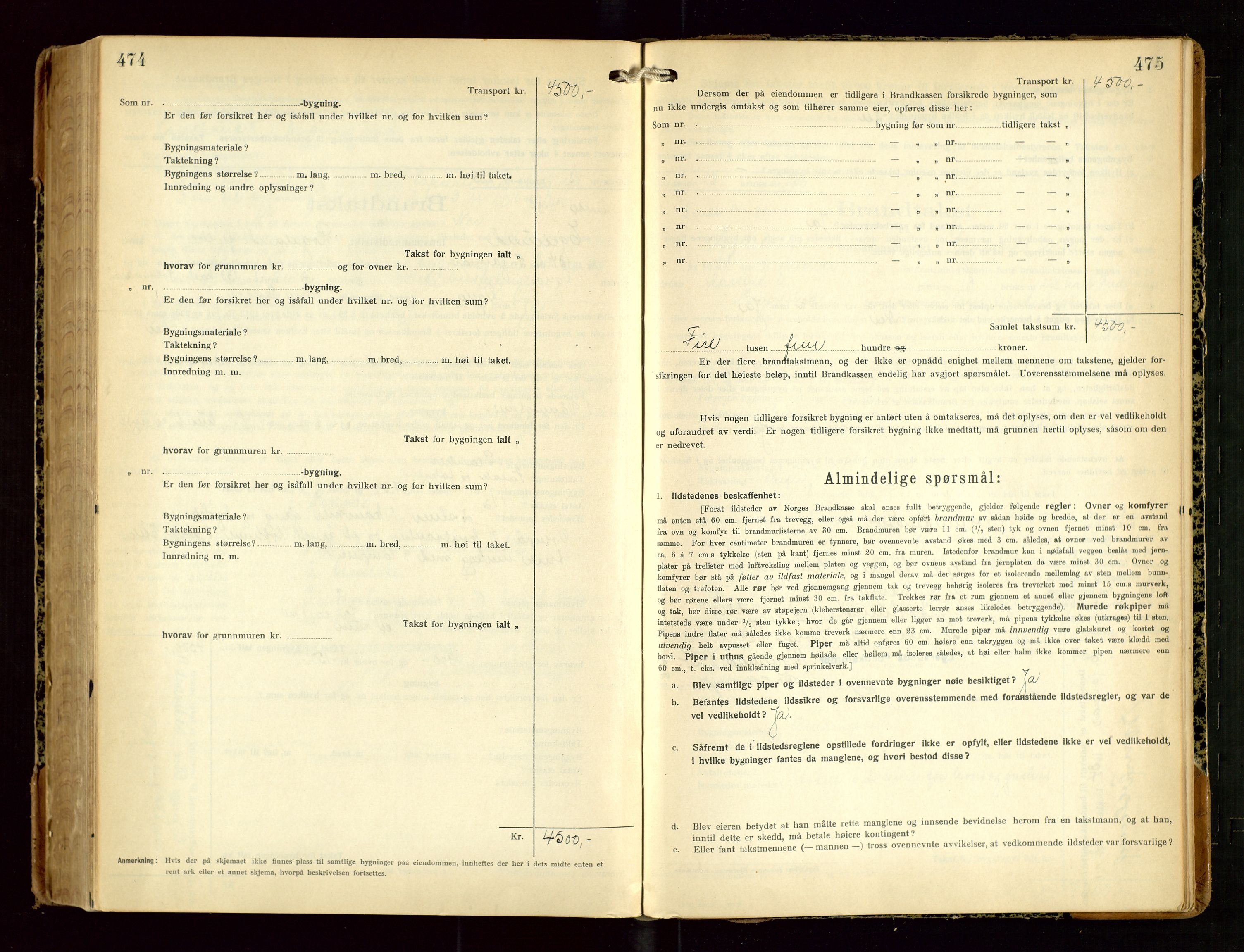 Eigersund lensmannskontor, SAST/A-100171/Gob/L0005: "Brandtakstprotokoll", 1925-1934, s. 474-475
