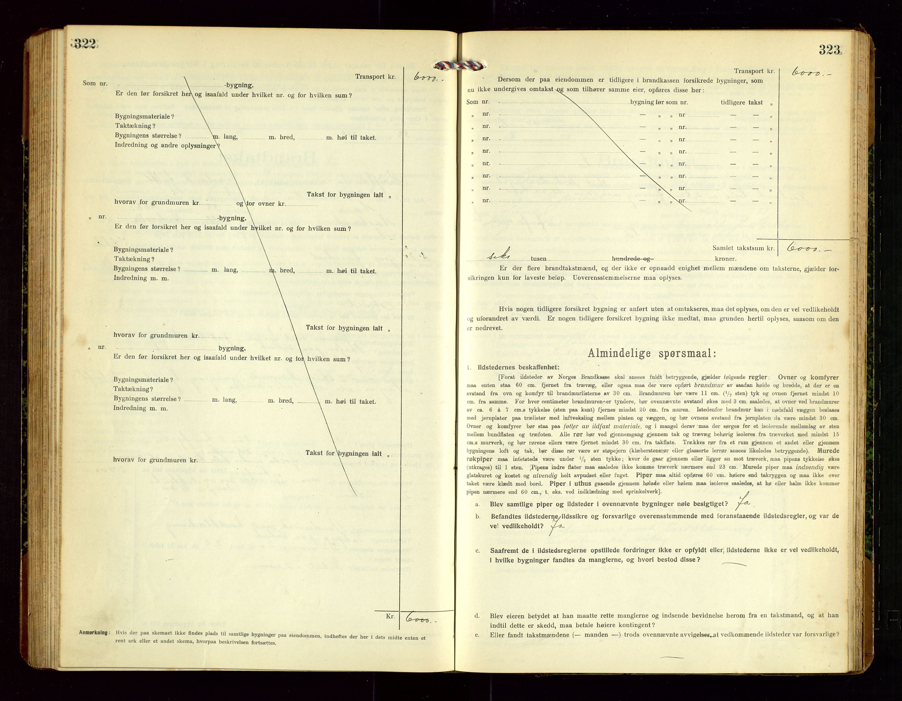 Høyland/Sandnes lensmannskontor, SAST/A-100166/Gob/L0003: "Brandtakstprotokol", 1918-1924, s. 322-323