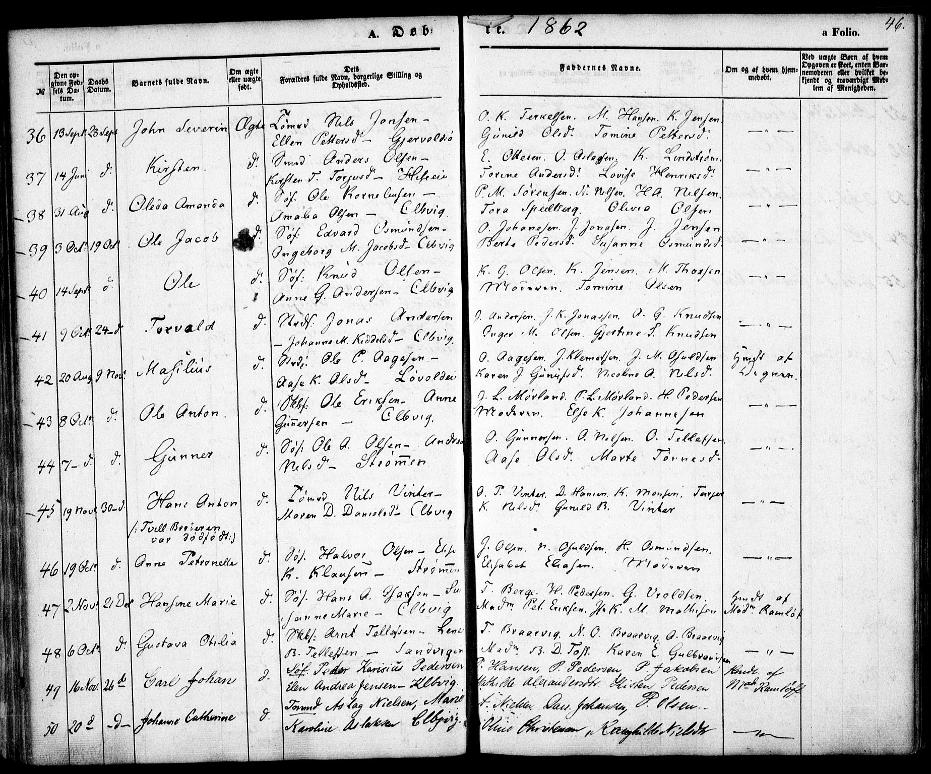 Hisøy sokneprestkontor, AV/SAK-1111-0020/F/Fa/L0001: Ministerialbok nr. A 1, 1849-1871, s. 46