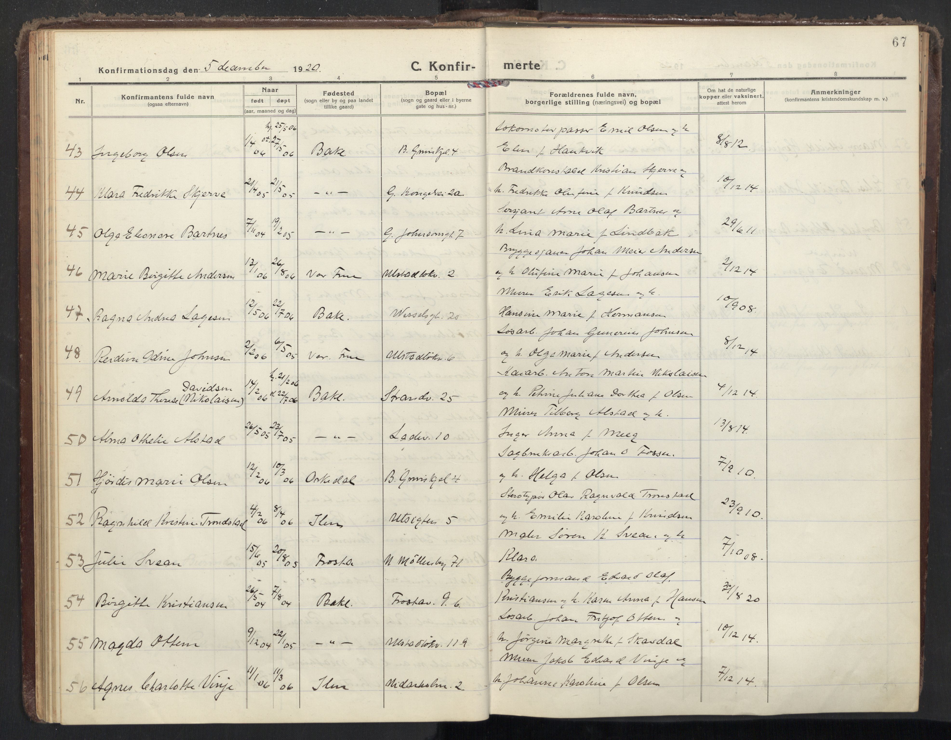 Ministerialprotokoller, klokkerbøker og fødselsregistre - Sør-Trøndelag, SAT/A-1456/605/L0247: Ministerialbok nr. 605A09, 1918-1930, s. 67