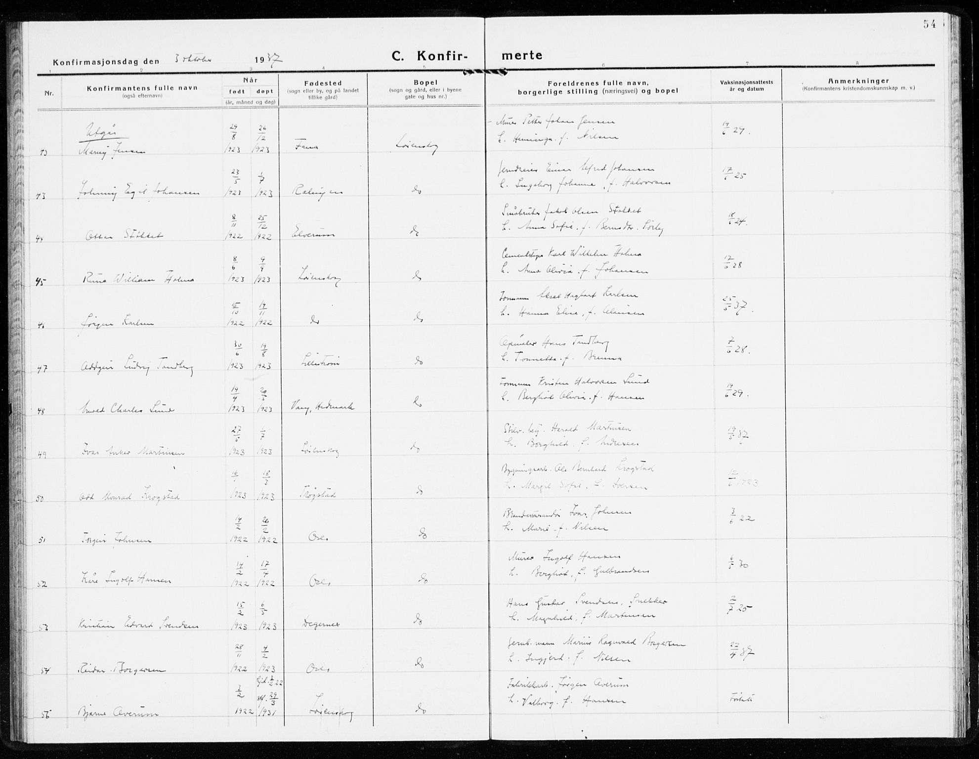Skedsmo prestekontor Kirkebøker, AV/SAO-A-10033a/F/Fb/L0004: Ministerialbok nr. II 4, 1931-1943, s. 54